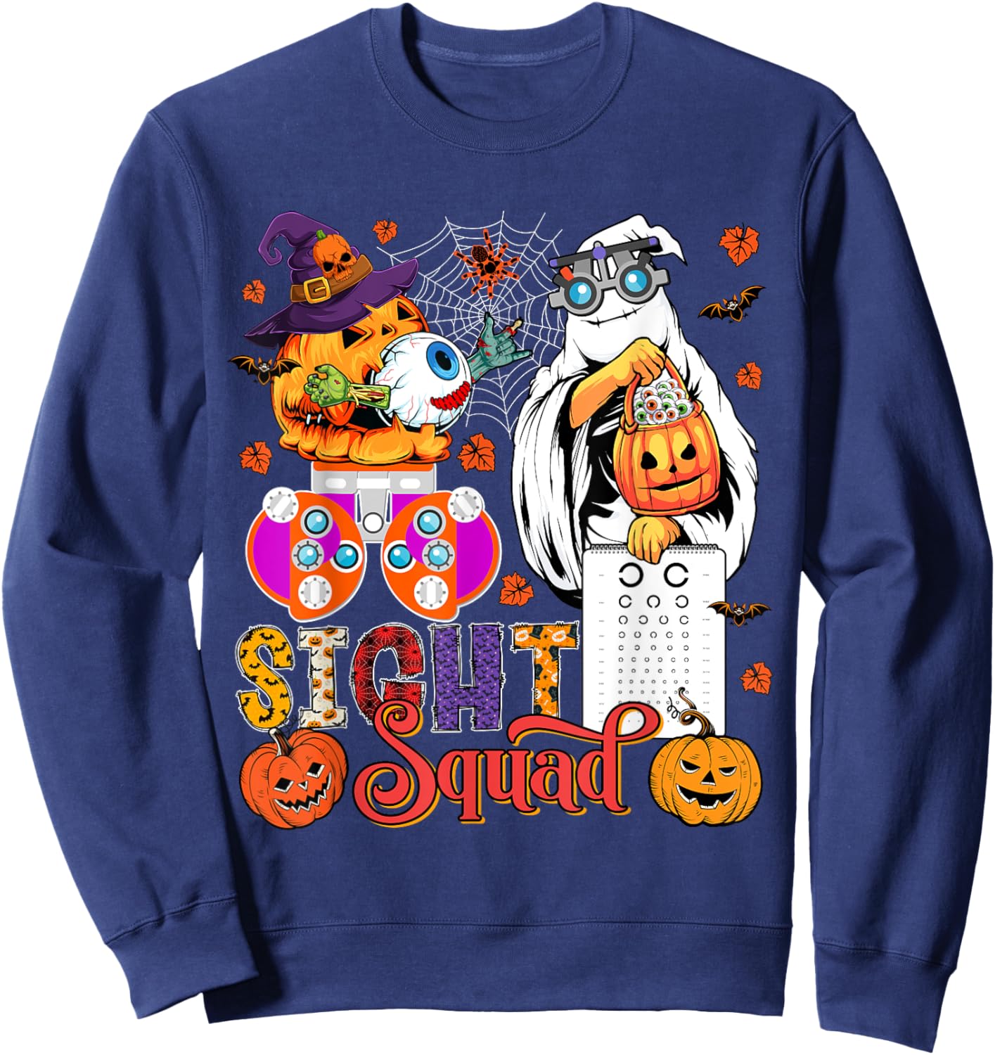 Sight Squad Halloween Optician Boo Horror Pumpkins Lover Sweatshirt - Sweatshirt | Navy