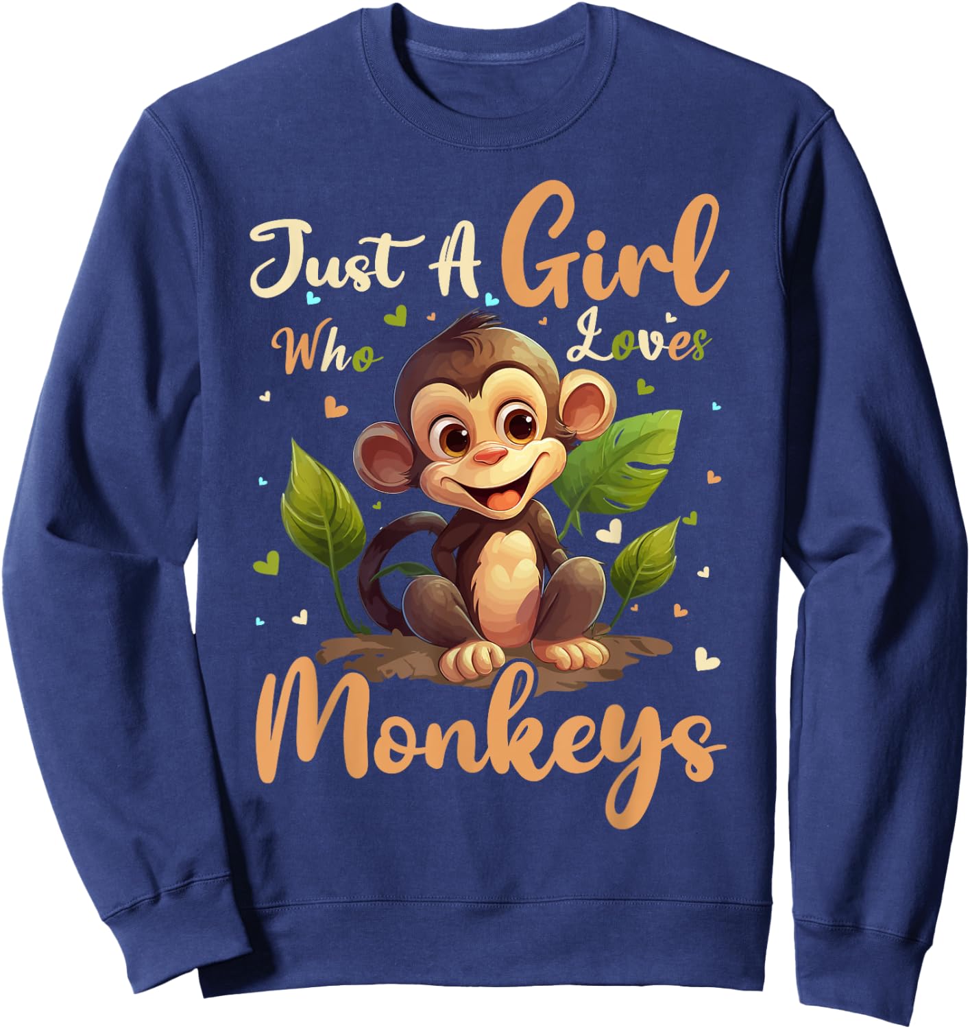 Monkey Lover Just A Girl Who Loves Monkeys Sweatshirt - Sweatshirt | Navy