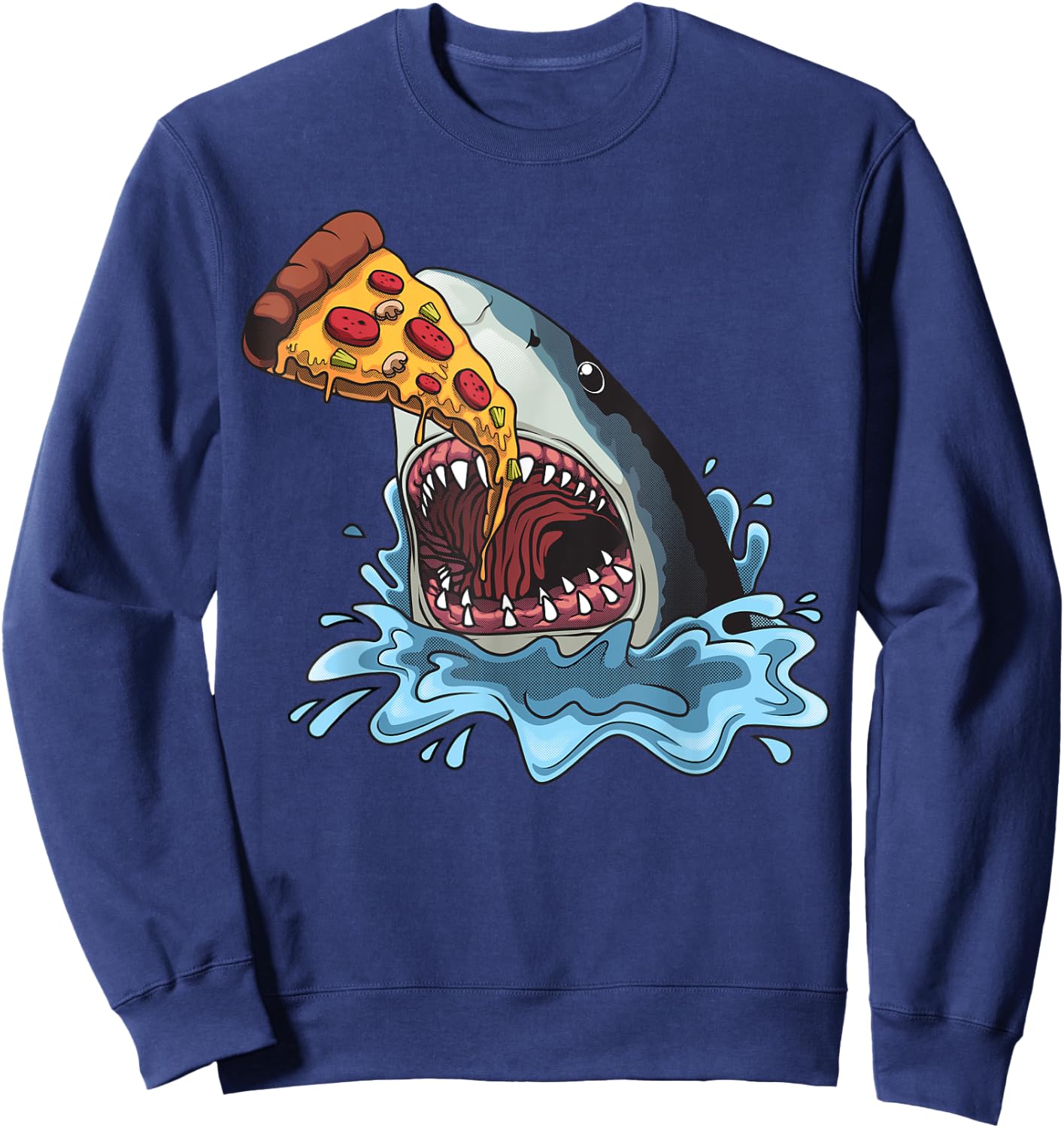 Funny Shark Pizza For Jawsome Shark Pizza Lover Men Women Sweatshirt - Sweatshirt | Navy