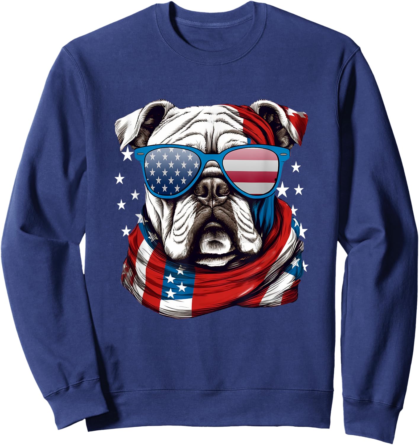 American Bulldog, USA Flag Independence 4th of July Day Sweatshirt - Sweatshirt | Navy