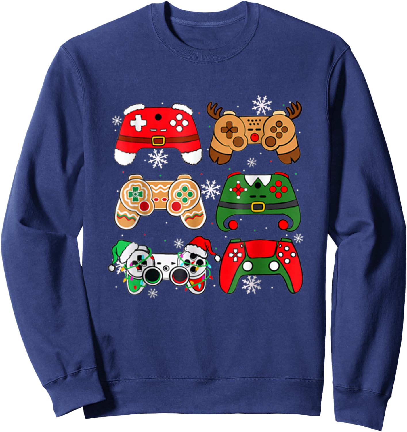 Boys Christmas Shirt Santa Elf Gaming Controllers Gamer Xmas Sweatshirt - Sweatshirt | Navy