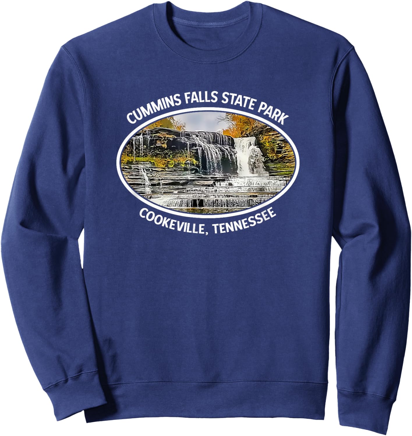 Cummins Falls State Park Outdoor Tennessee Waterfall Sweatshirt - Sweatshirt | Navy