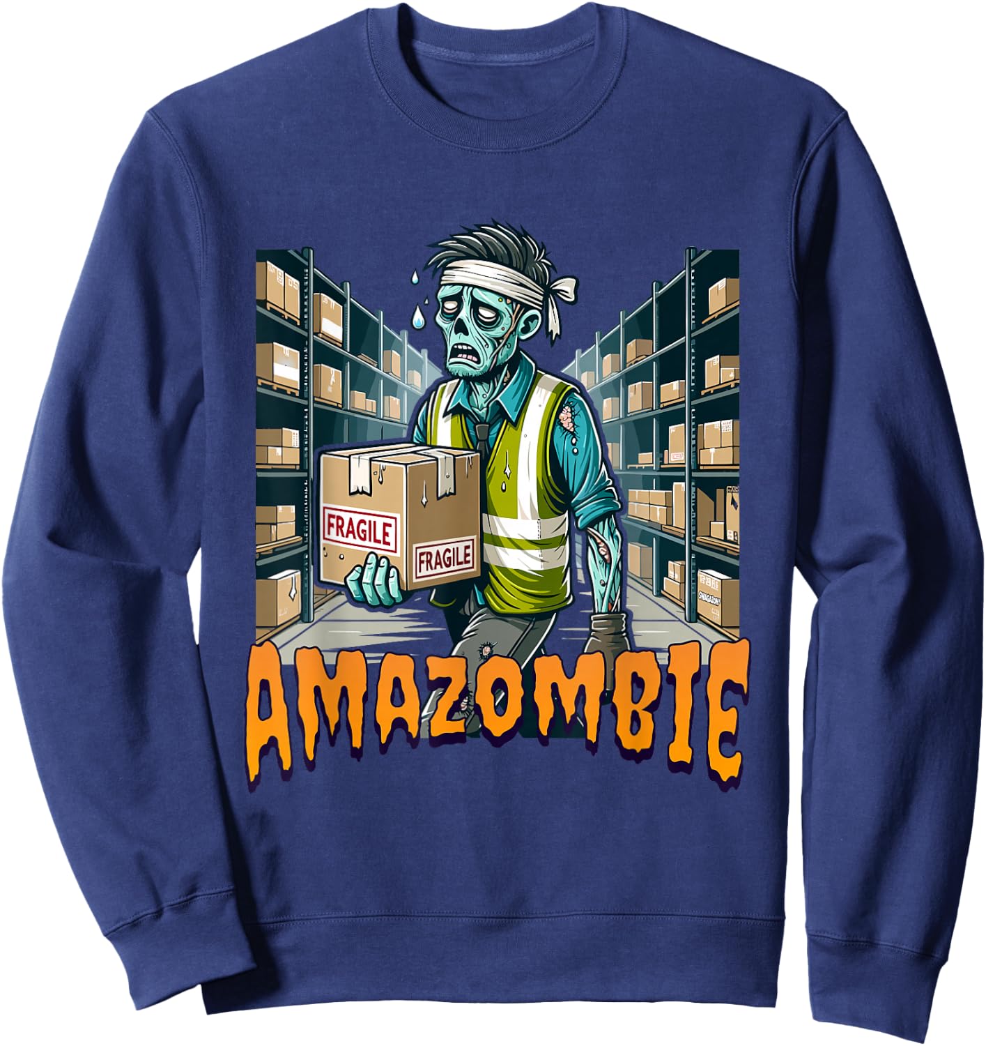 Zombie Coworker Swagazon Associate AmaZombie Sweatshirt - Sweatshirt | Navy