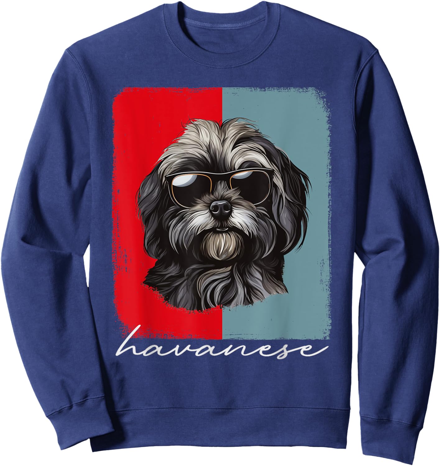 Retro Havanese Dog Lover Gift Havanese Mom Dad Dog Owner Sweatshirt - Sweatshirt | Navy