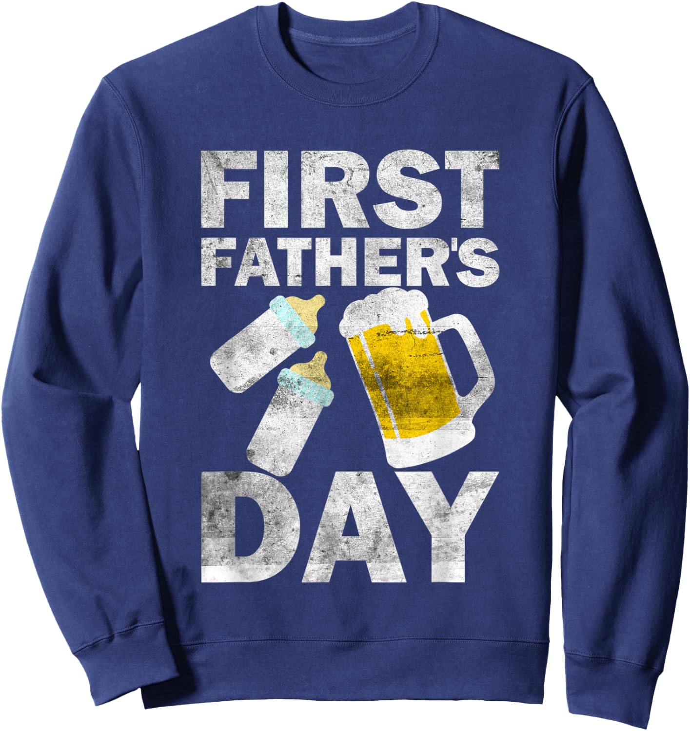 First Father's Day for Dad of Twins Beer Celebration Sweatshirt - Sweatshirt | Navy