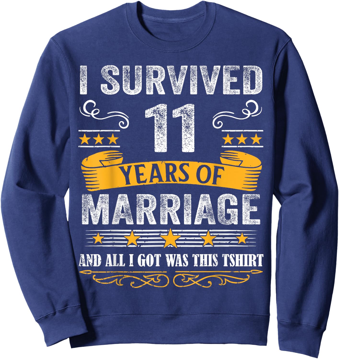 11th Wedding Anniversary shirt Couples Husband Wife 11 Years Sweatshirt - Sweatshirt | Navy