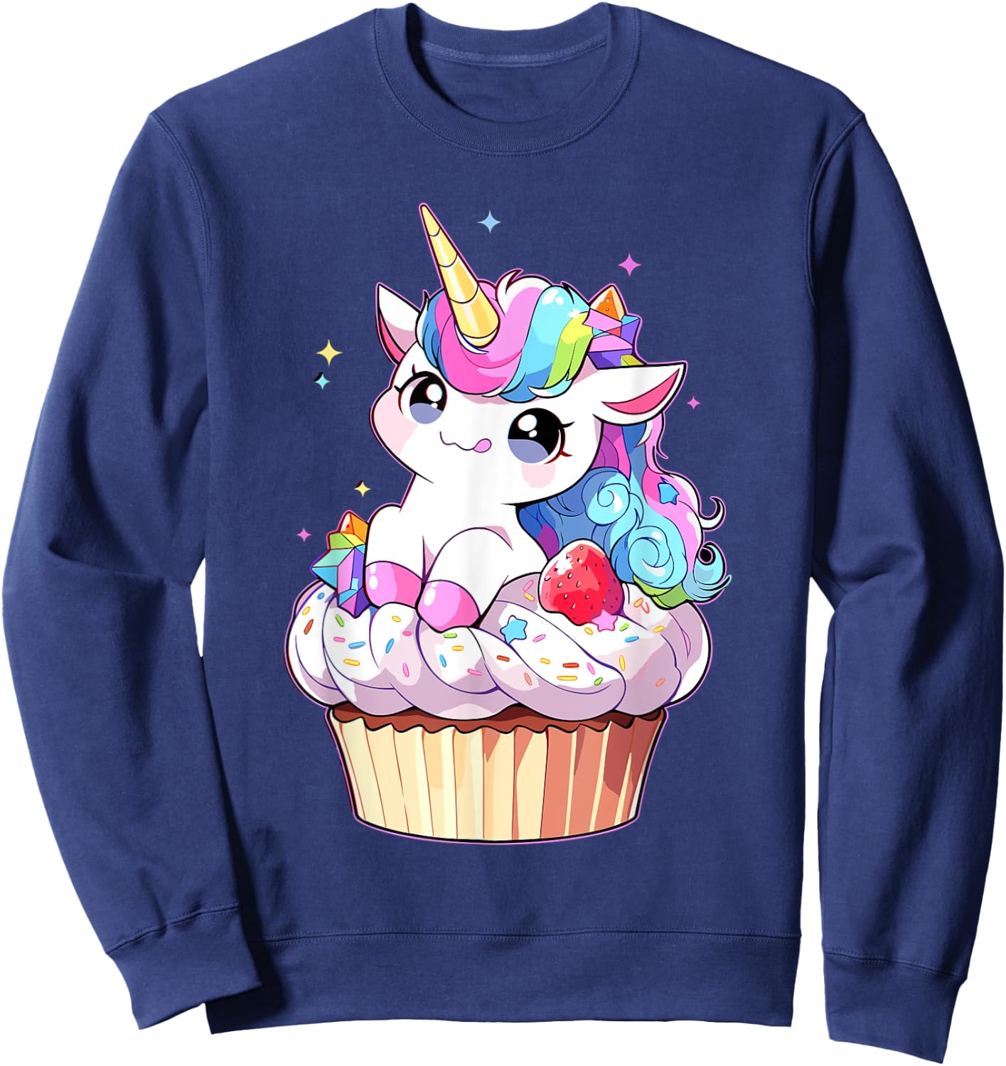 Cute Cupcake Baker Unicorn Lovers for Kids Women Sweatshirt - Sweatshirt | Navy