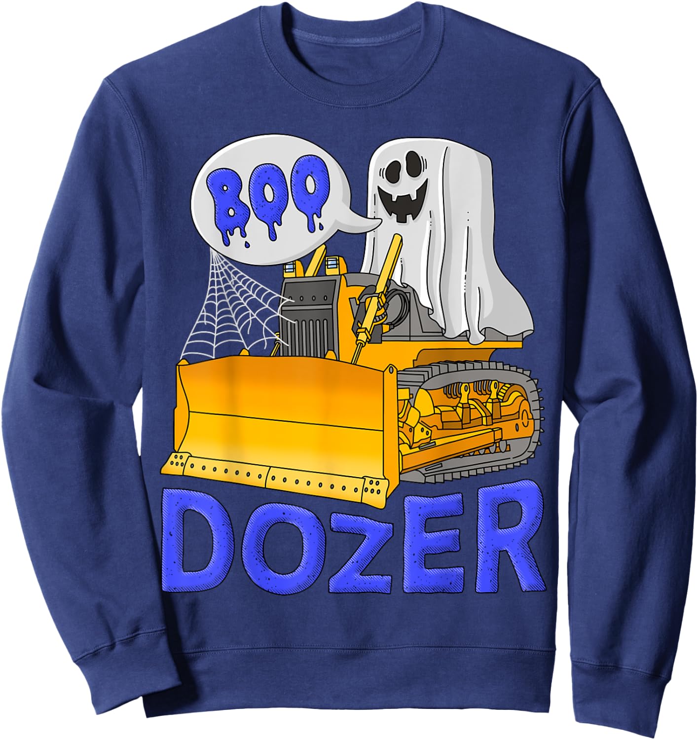 Bulldozer Halloween; Boo Dozer Kids Construction Truck Sweatshirt - Sweatshirt | Navy