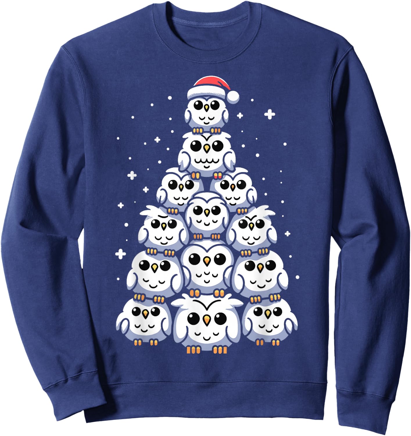 Snowy Owl Christmas Tree Funny Snowy Owl Xmas Sweatshirt - Sweatshirt | Navy
