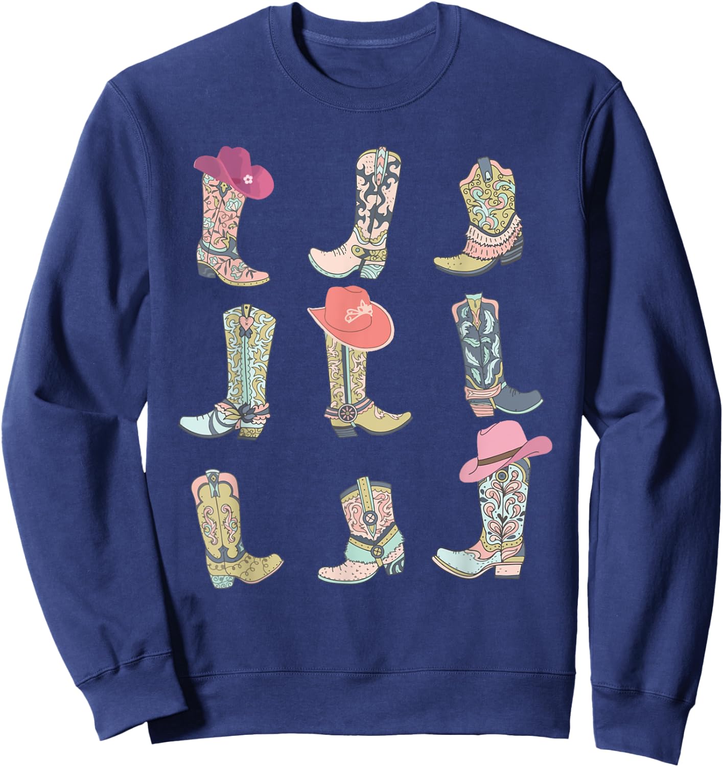 Cowgirl Boots Let's Go Girls Howdy Western Cowgirl Cowboy Sweatshirt - Sweatshirt | Navy