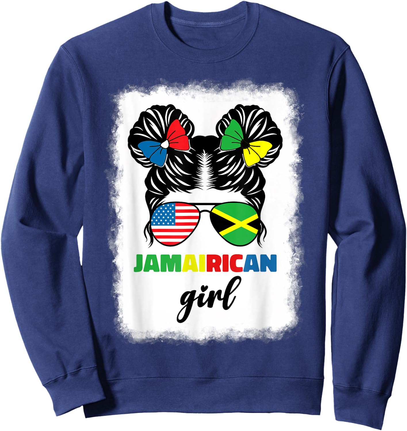 Half American Jamaican America Jamaica Flag Kids Jamairican Sweatshirt - Sweatshirt | Navy