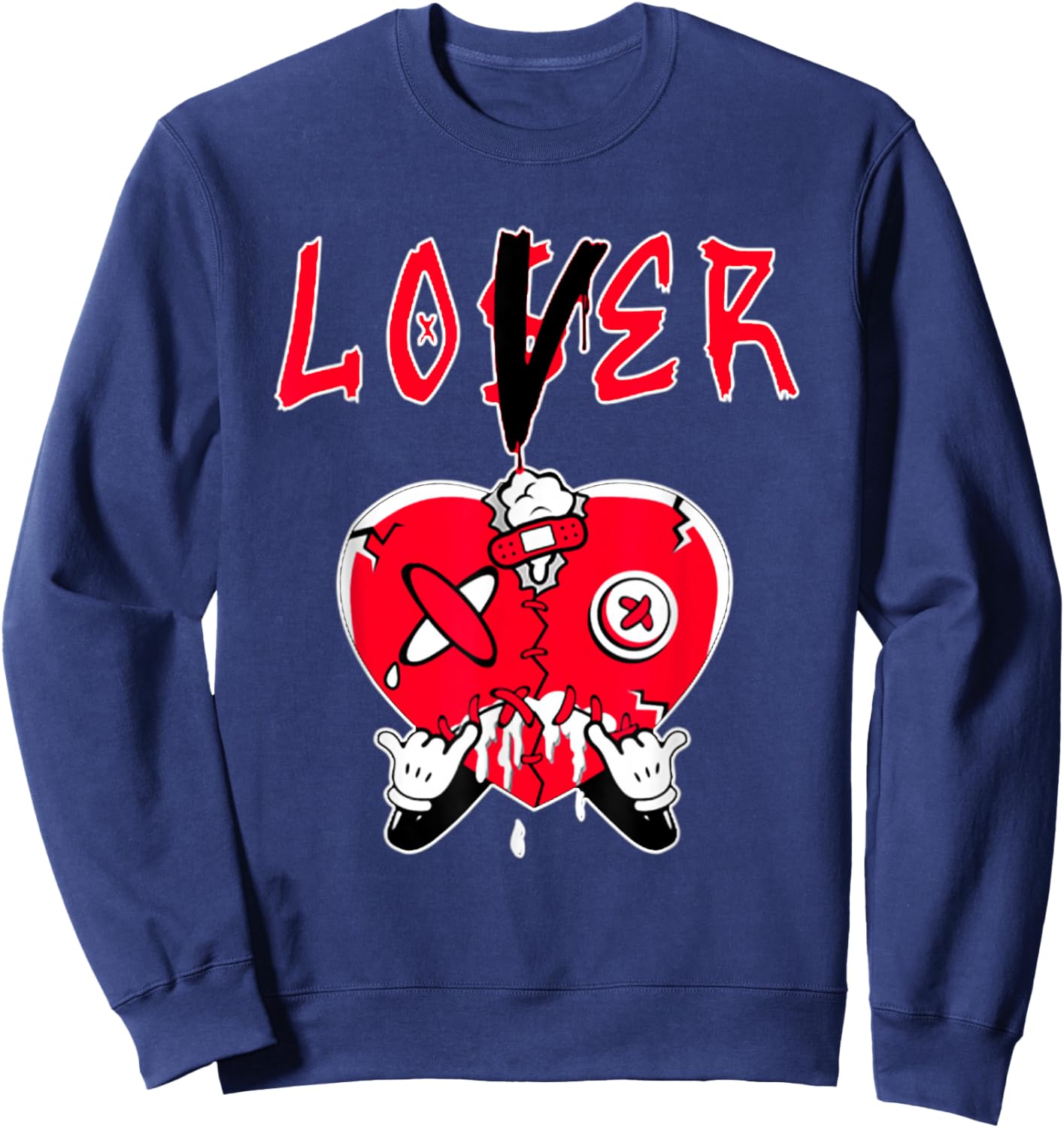 Loser Red To Match Loser Lover Heart 5 Racer Red Drip Sweatshirt - Sweatshirt | Navy