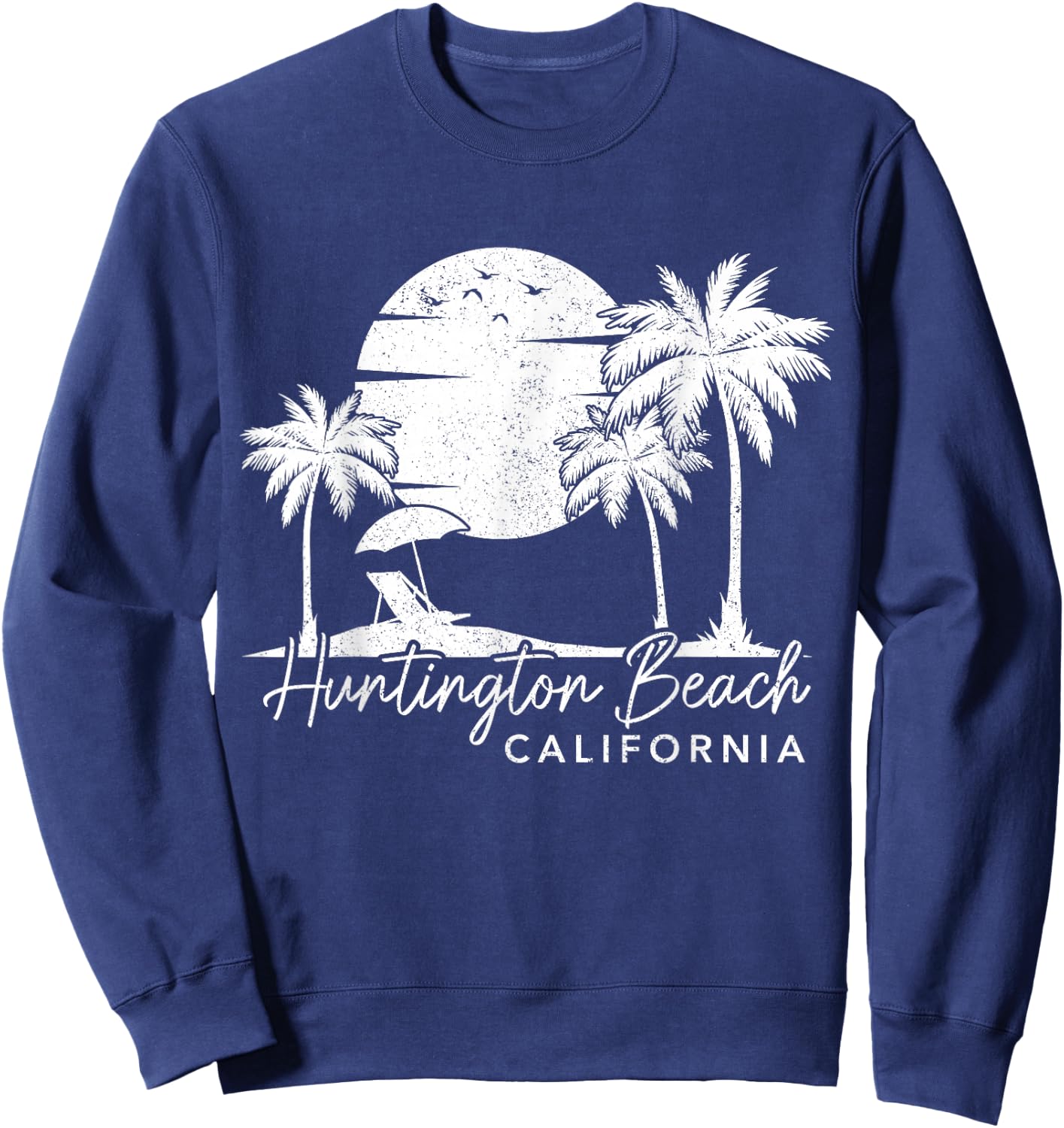Huntington Beach California CA Vintage Sunset Surfer Retro Sweatshirt - Sweatshirt | Navy