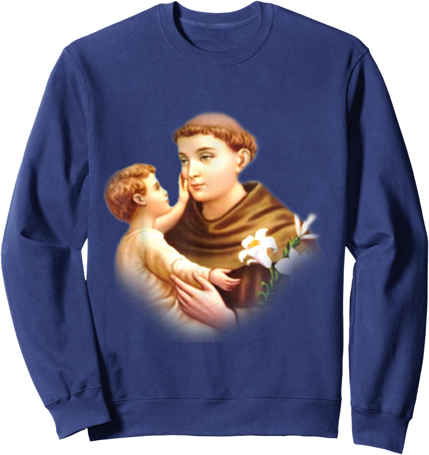 St Anthony of Padua Vintage Catholic Saint Infant Jesus Sweatshirt - Sweatshirt | Navy