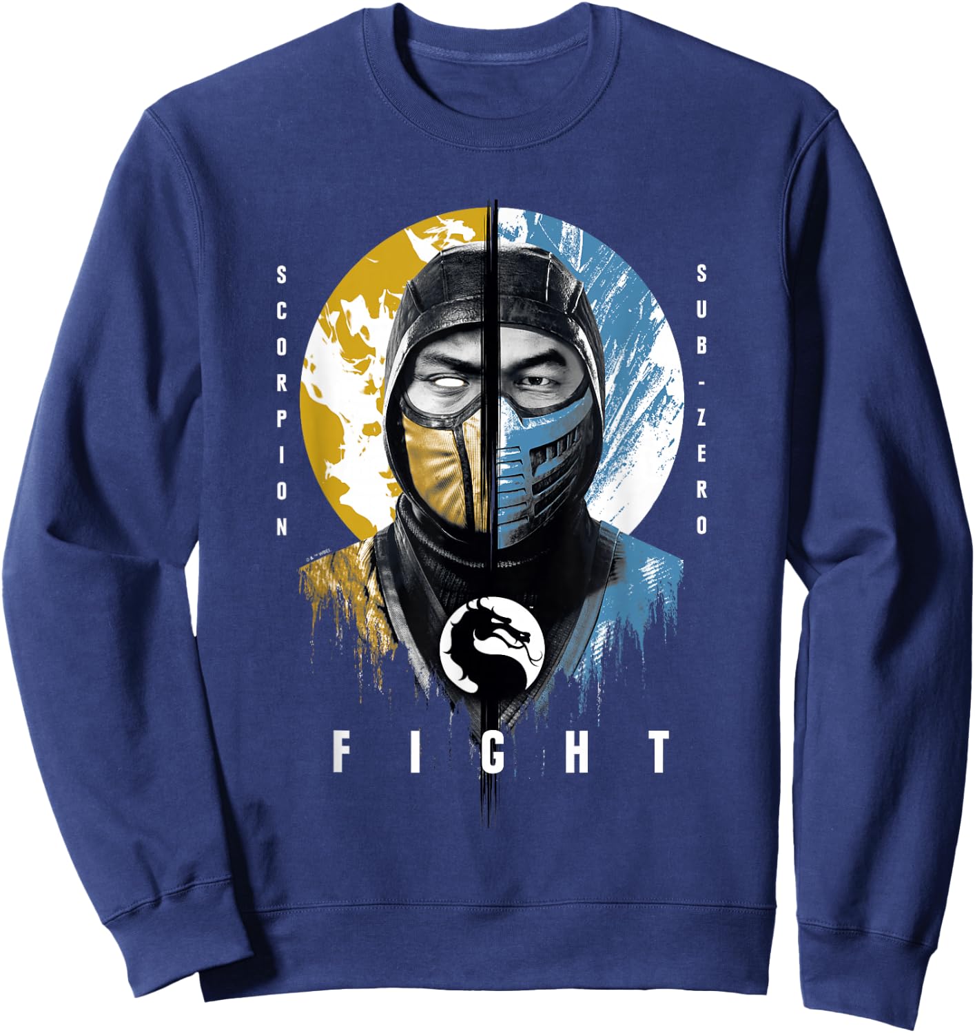 Mortal Kombat Klassic Scorpion Vs Sub-Zero Fight Portrait Sweatshirt - Sweatshirt | Navy