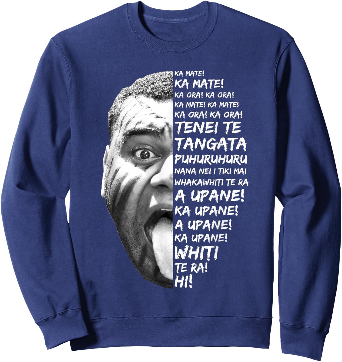 Haka Lyrics New Zealand Black Maori Kiwi NZ Fan Rugby Sweatshirt - Sweatshirt | Navy
