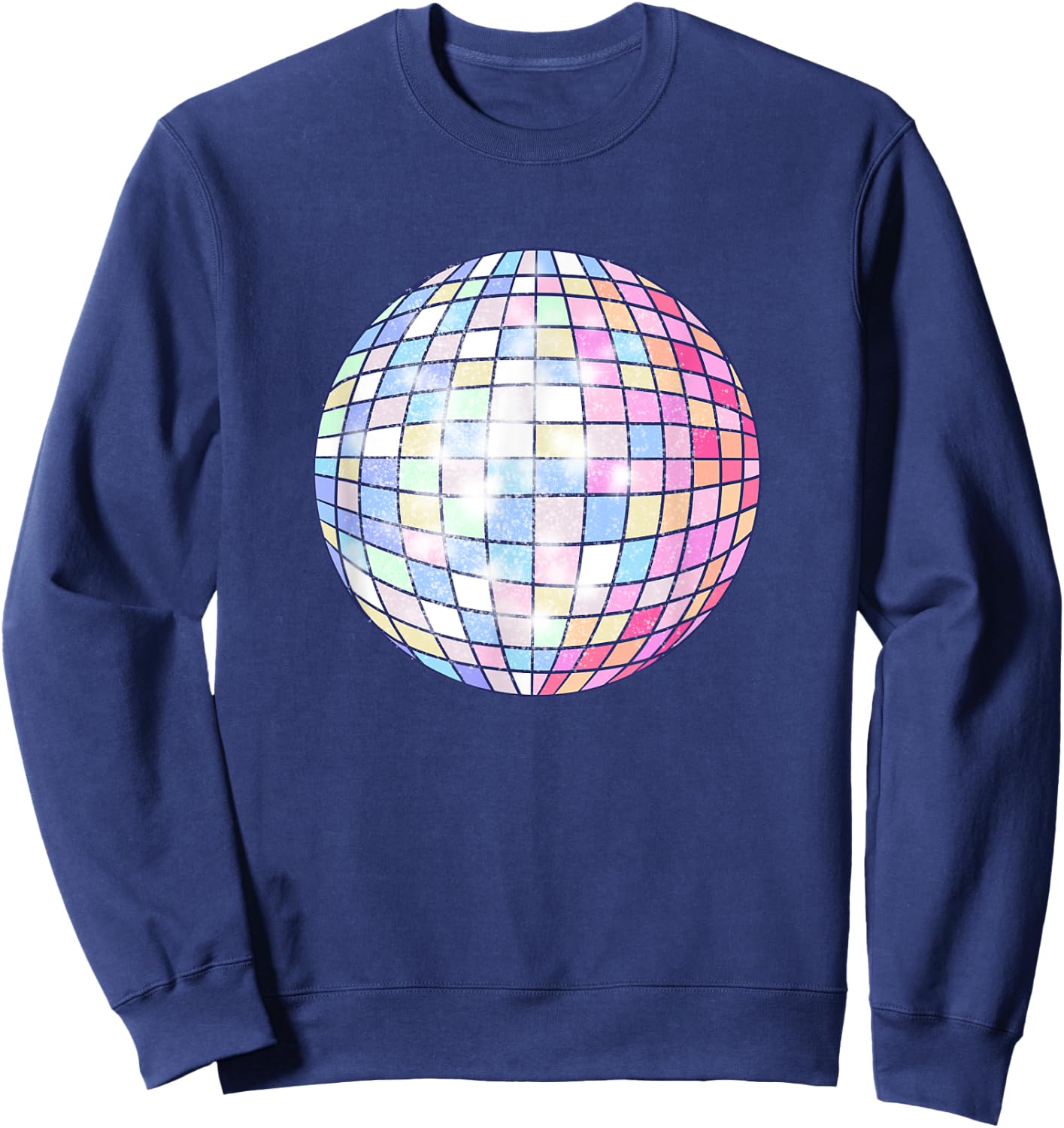 Colorful Disco Mirror Ball 1970s Retro 70s Dance Party Sweatshirt - Sweatshirt | Navy