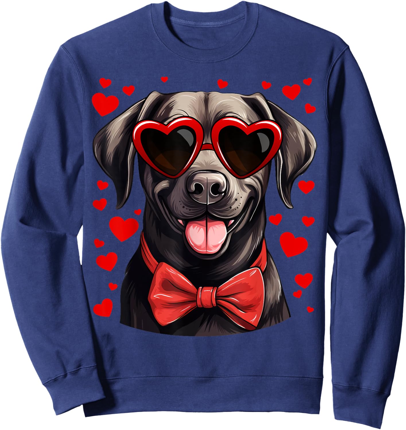 Black Labrador Retriever Dog Hearts Valentine's Day Sweatshirt - Sweatshirt | Navy