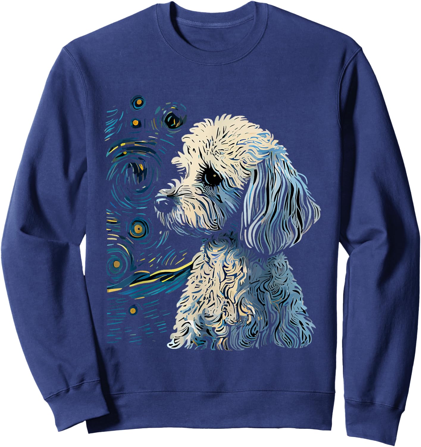 Maltipoo Starry Night Van Gogh Maltipoo Mom Dad Owner Sweatshirt - Sweatshirt | Navy
