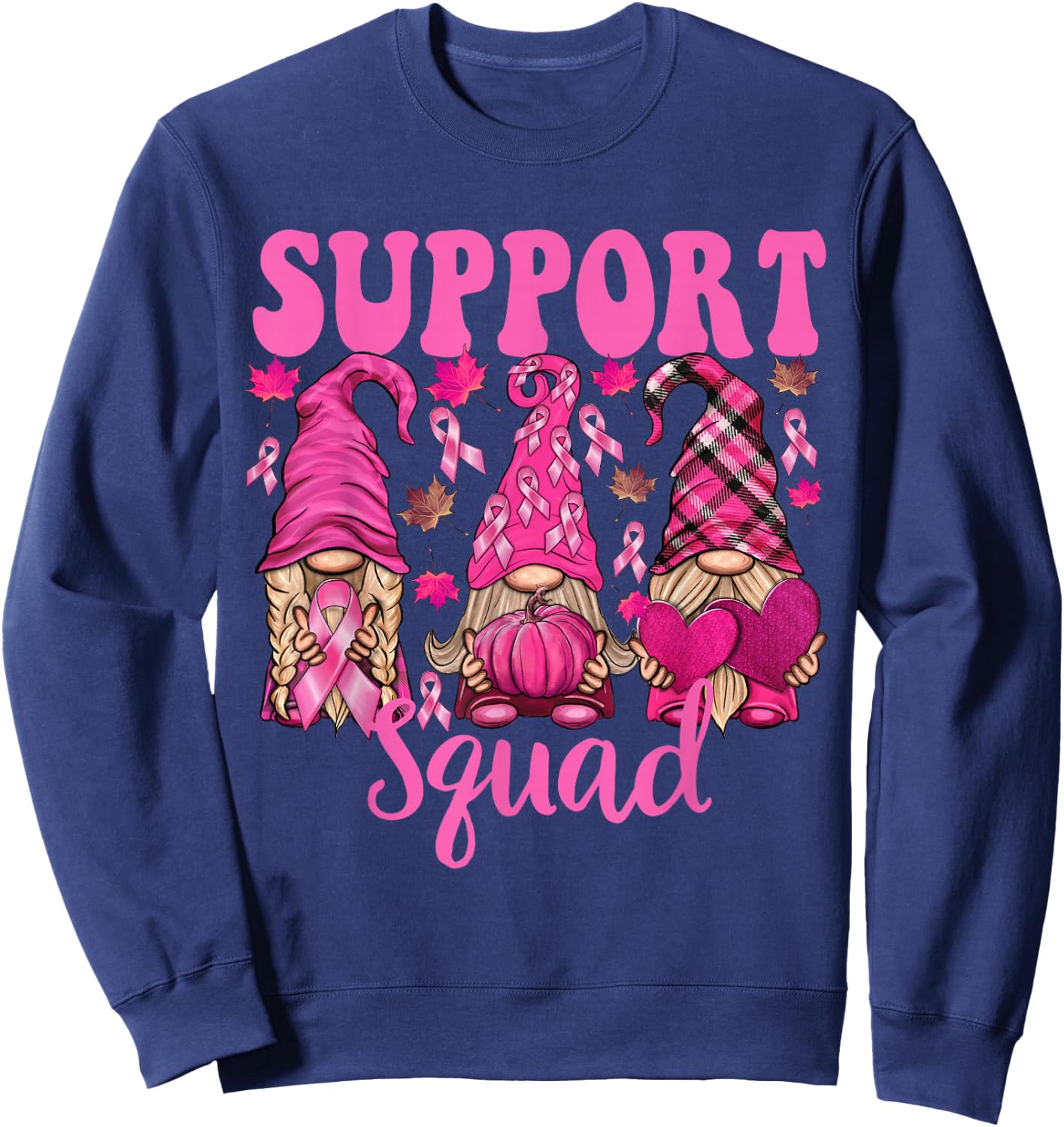 Breast Cancer Shirt Gnomes Support Squad Gnomies Sweatshirt - Sweatshirt | Navy