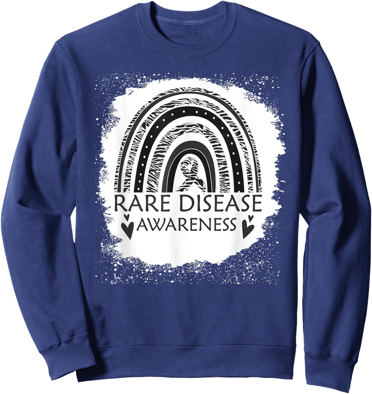 Rare Disease Awareness Bleached Rainbow Zebra Ribbon Men Sweatshirt - Sweatshirt | Navy