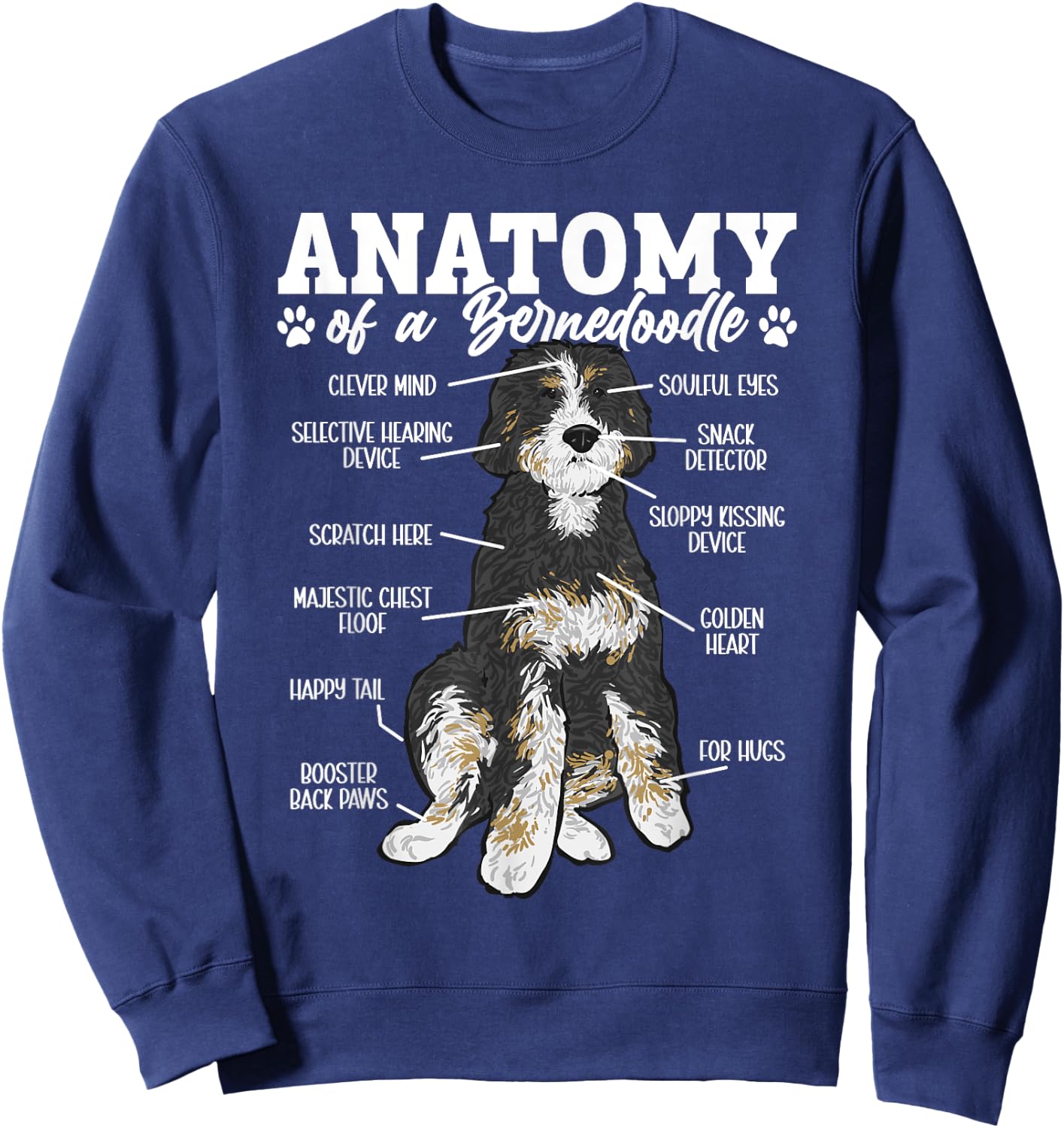 Bernedoodle Dog Anatomy Of A Bernedoodle Sweatshirt - Sweatshirt | Navy