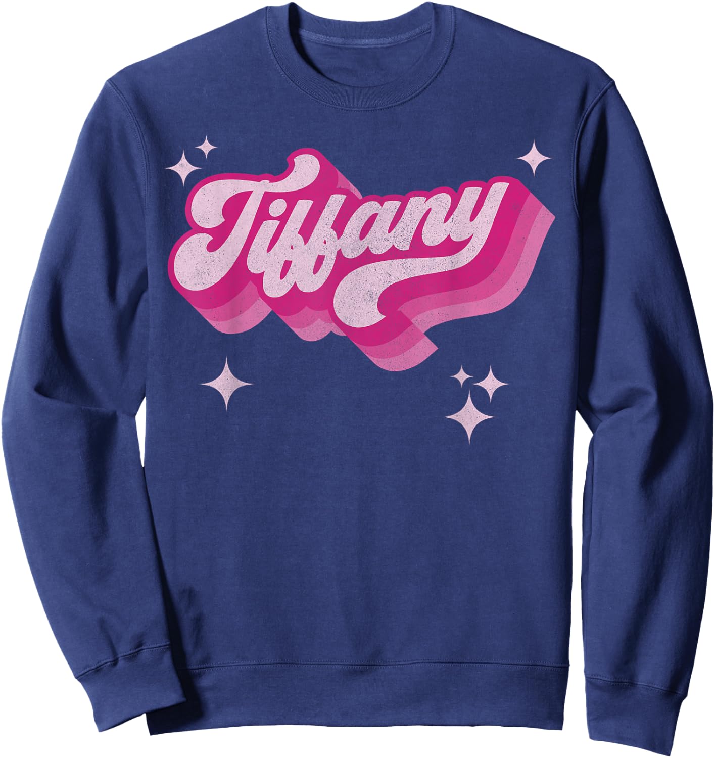 Tiffany First Name Girl Vintage Style 70s Personalized Retro Sweatshirt - Sweatshirt | Navy