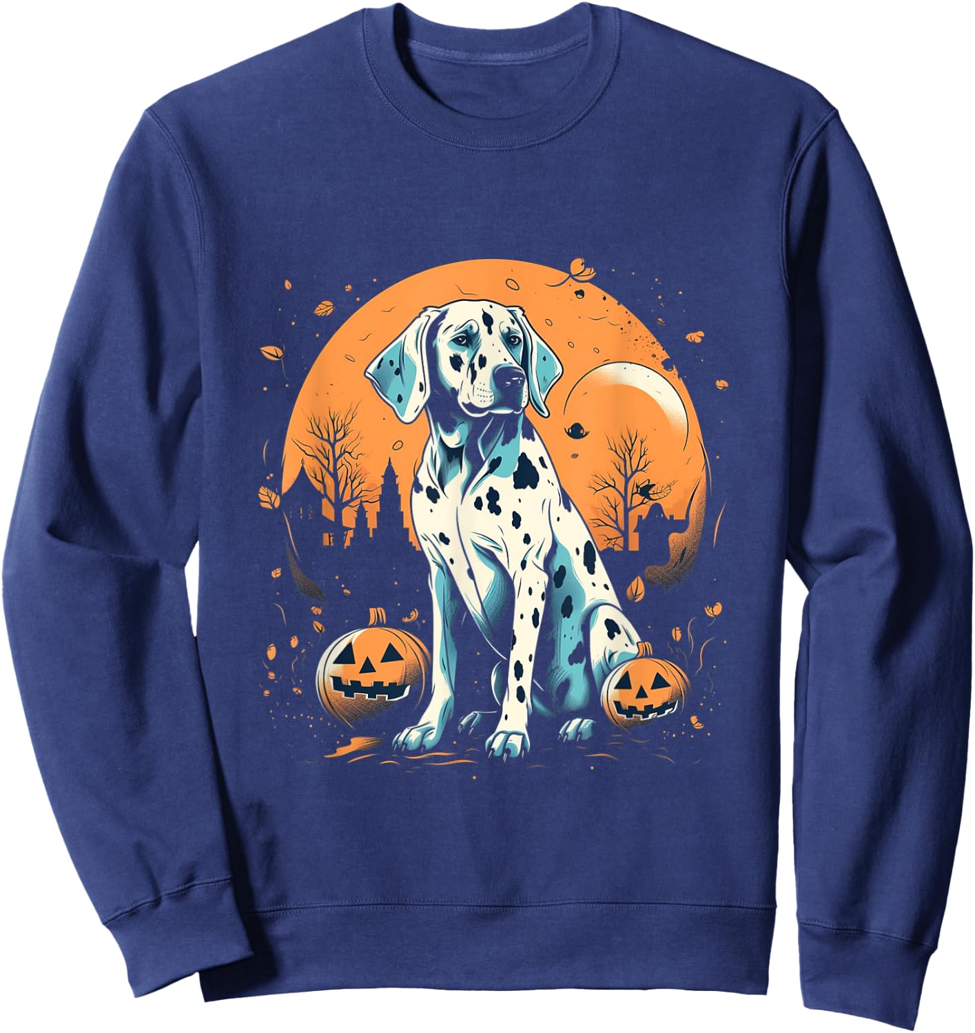 Dalmatian Pumpkin Halloween Costume Dog Puppy Men Women Kids Sweatshirt - Sweatshirt | Navy