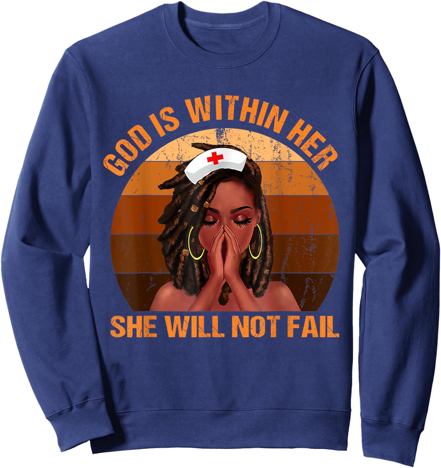 God Is Within Her She Will Not Fail Black Melanin Christian Sweatshirt - Sweatshirt | Navy