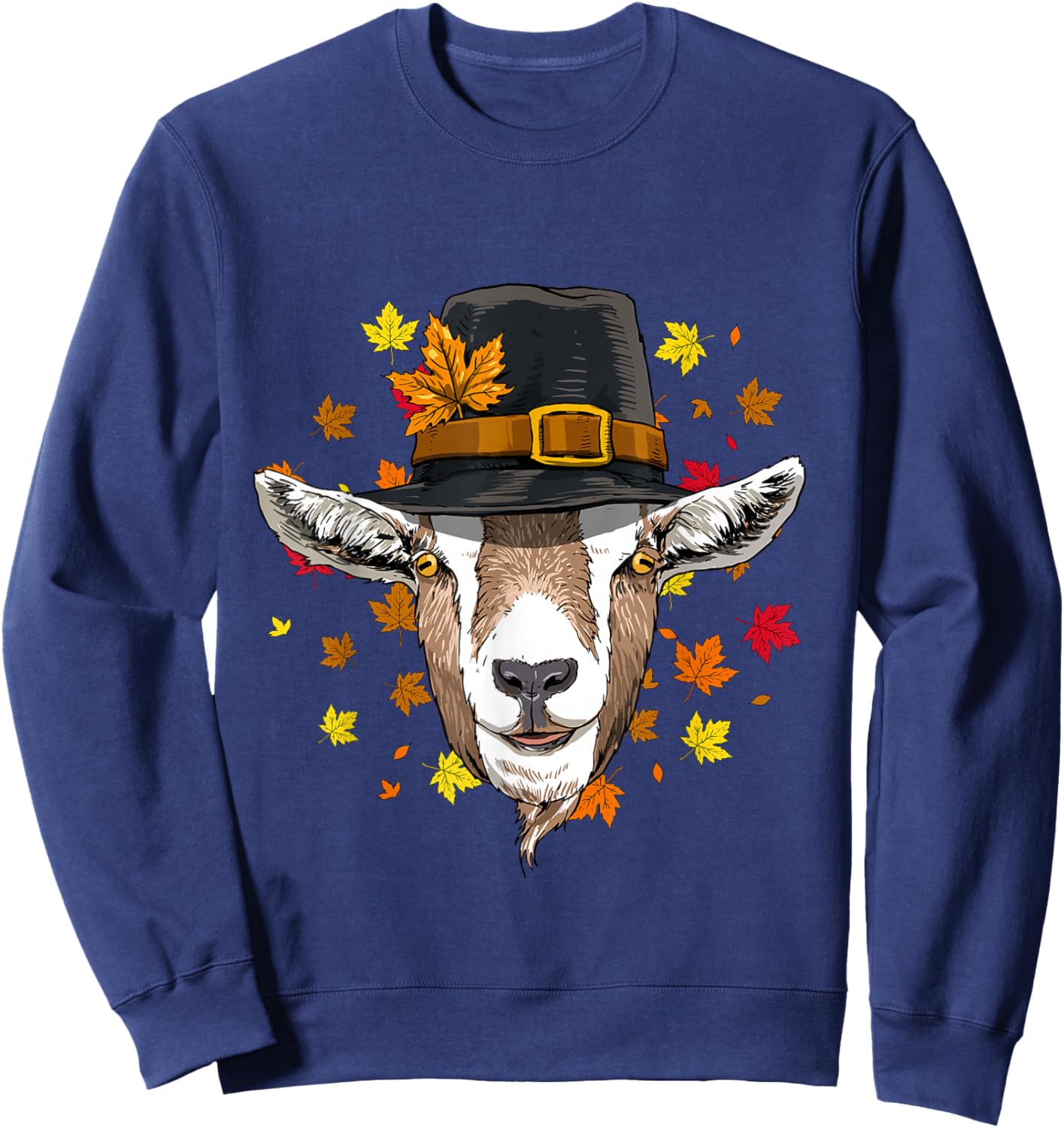 Thanksgiving Goat Pilgrim Turkey Day Autumn Fall Goat Lover Sweatshirt - Sweatshirt | Navy