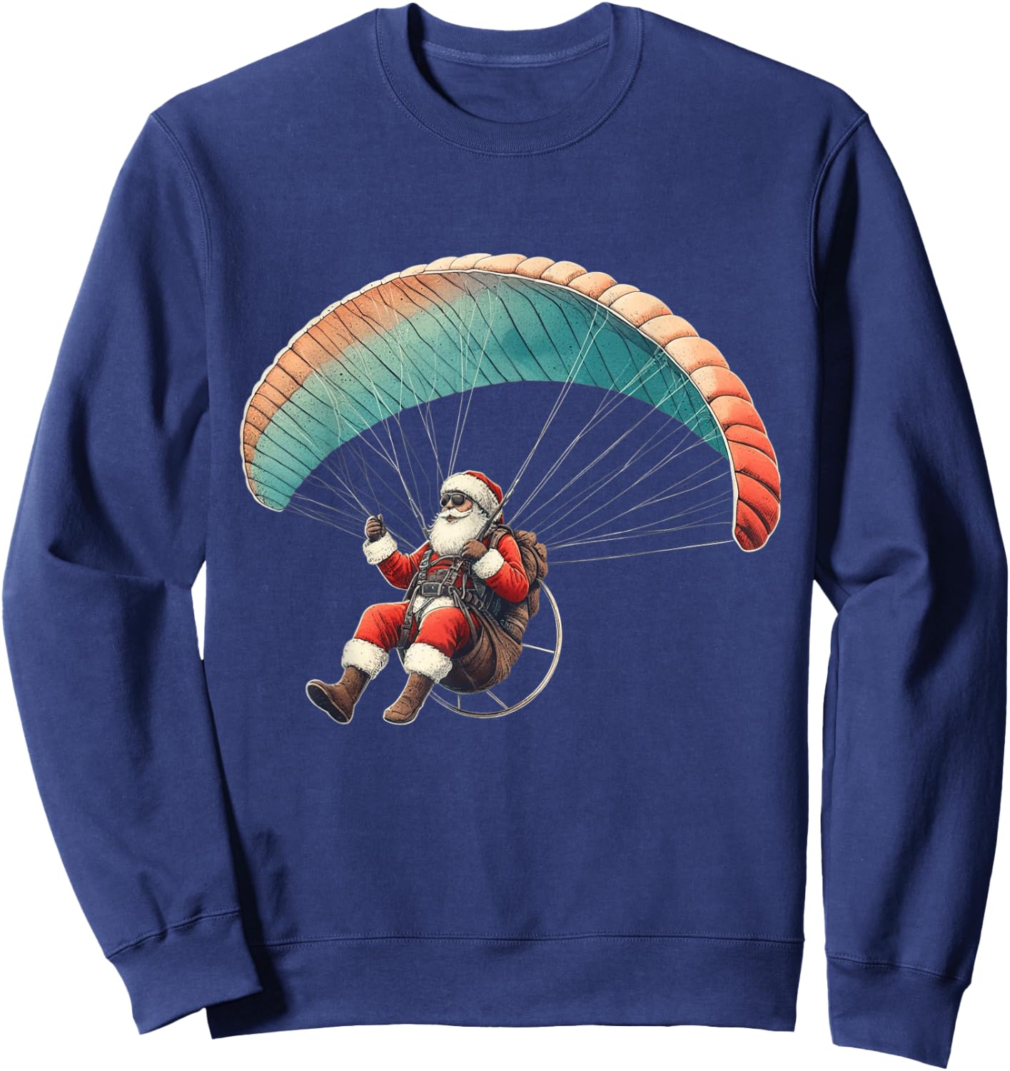 Paragliding Santa Extreme Hobbies Sports Christmas Pajama Sweatshirt - Sweatshirt | Navy