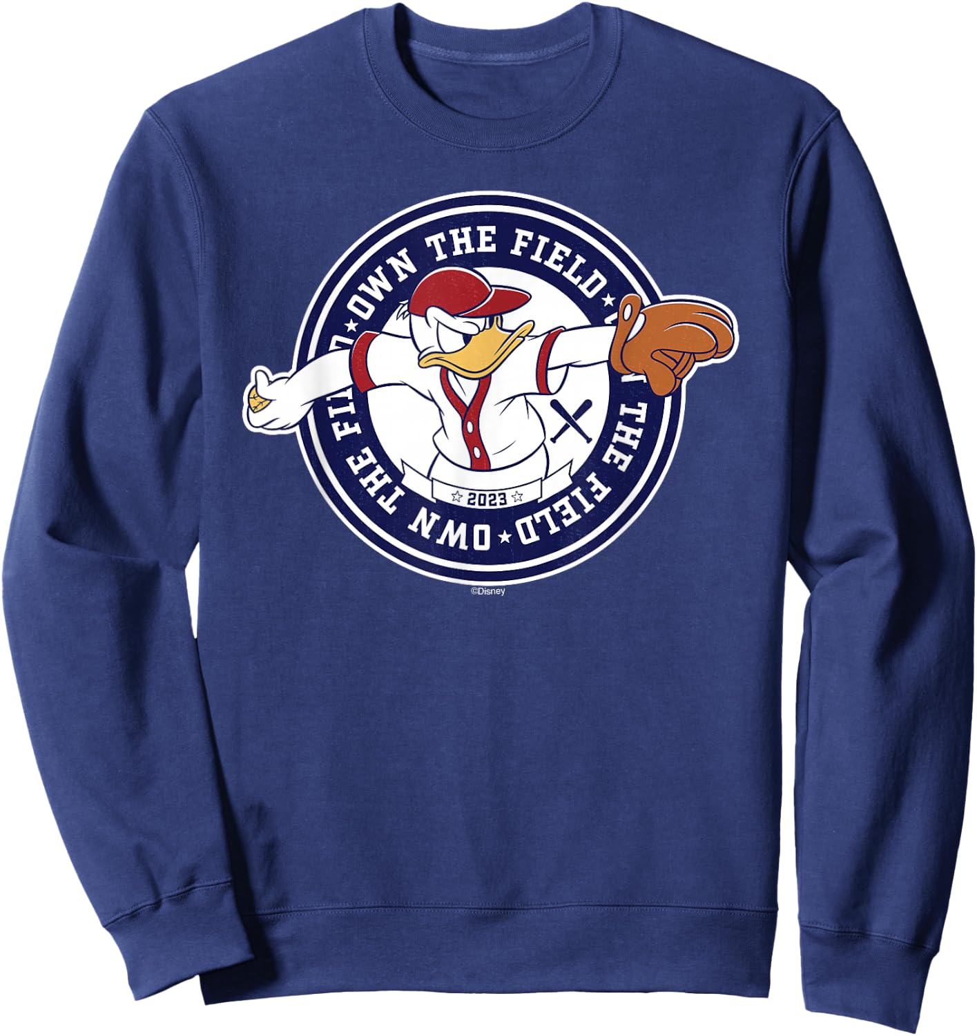 Disney Donald Duck Baseball Pitcher Own the Field Sports '23 Sweatshirt - Sweatshirt | Navy