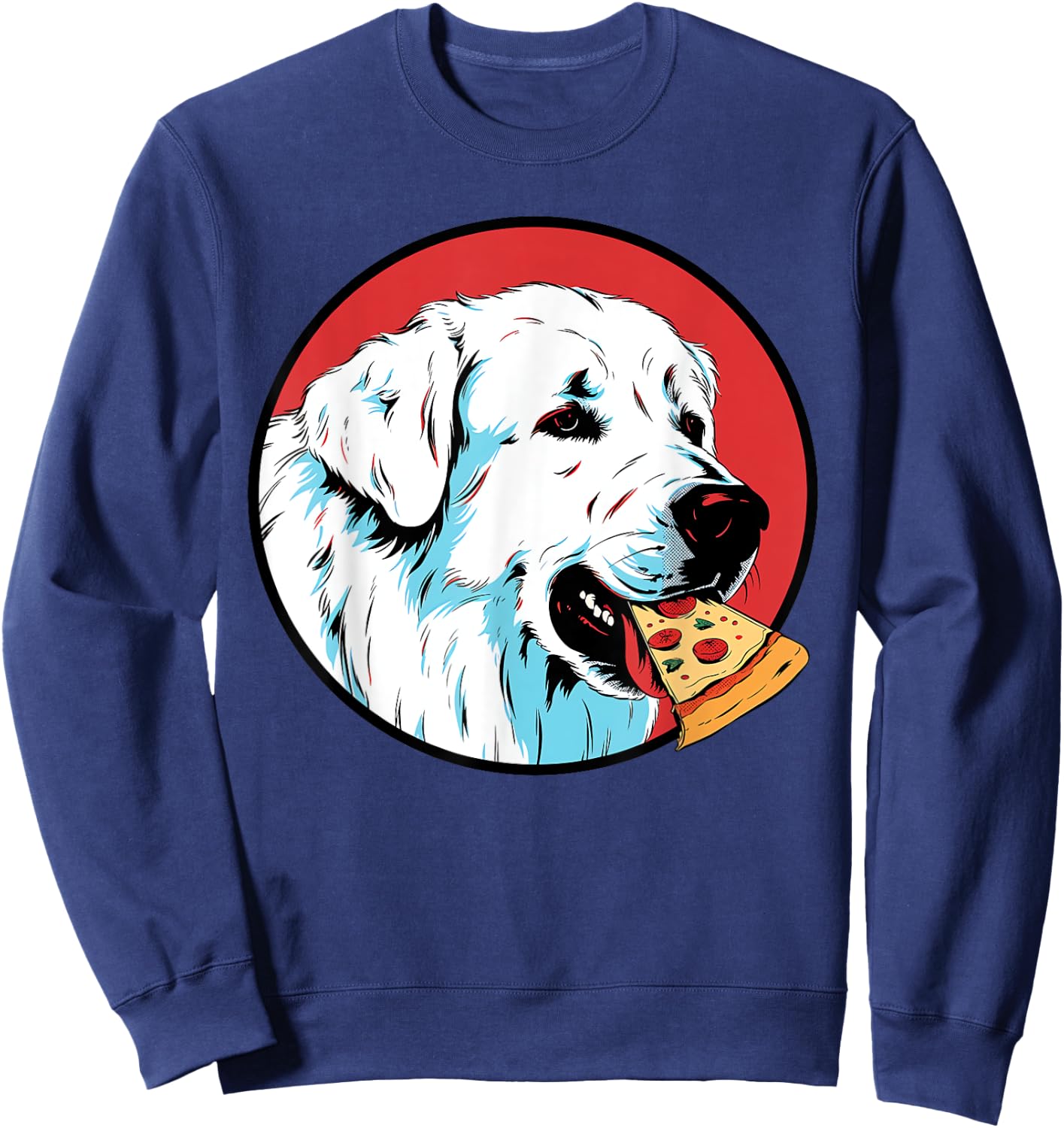 Great Pyrenees Pizza Funny Dog Food Sweatshirt - Sweatshirt | Navy