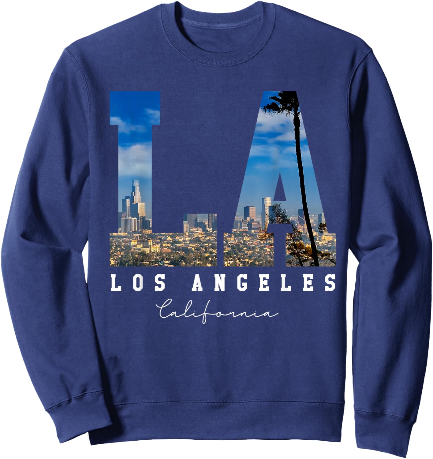 Los-Angeles California LA Skyline Pride-Black White Sweatshirt - Sweatshirt | Navy