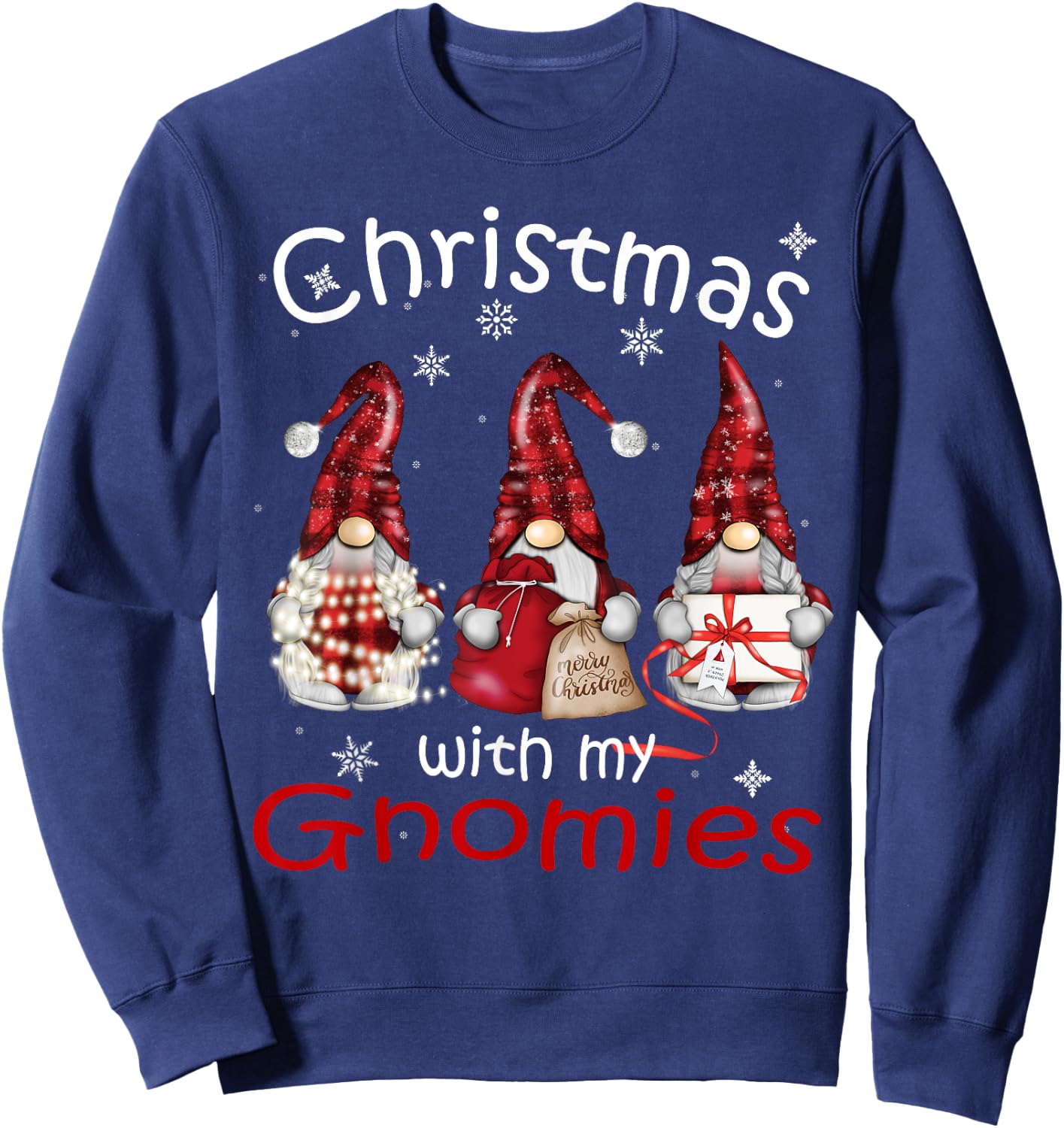 Gnome Family Christmas Men - Buffalo Plaid Sweatshirt - Sweatshirt | Navy