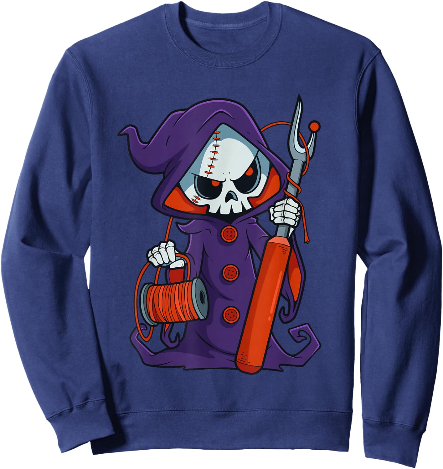 Funny Quilting Sewing Grim Reaper Seam Ripper Crafting Sweatshirt - Sweatshirt | Navy