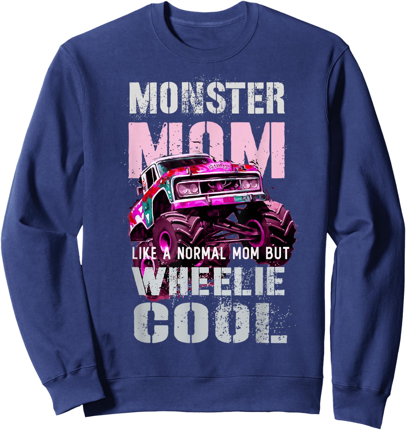 Vintage MONSTER MOM Like Normal Regular Mama of Birthday Boy Sweatshirt - Sweatshirt | Navy