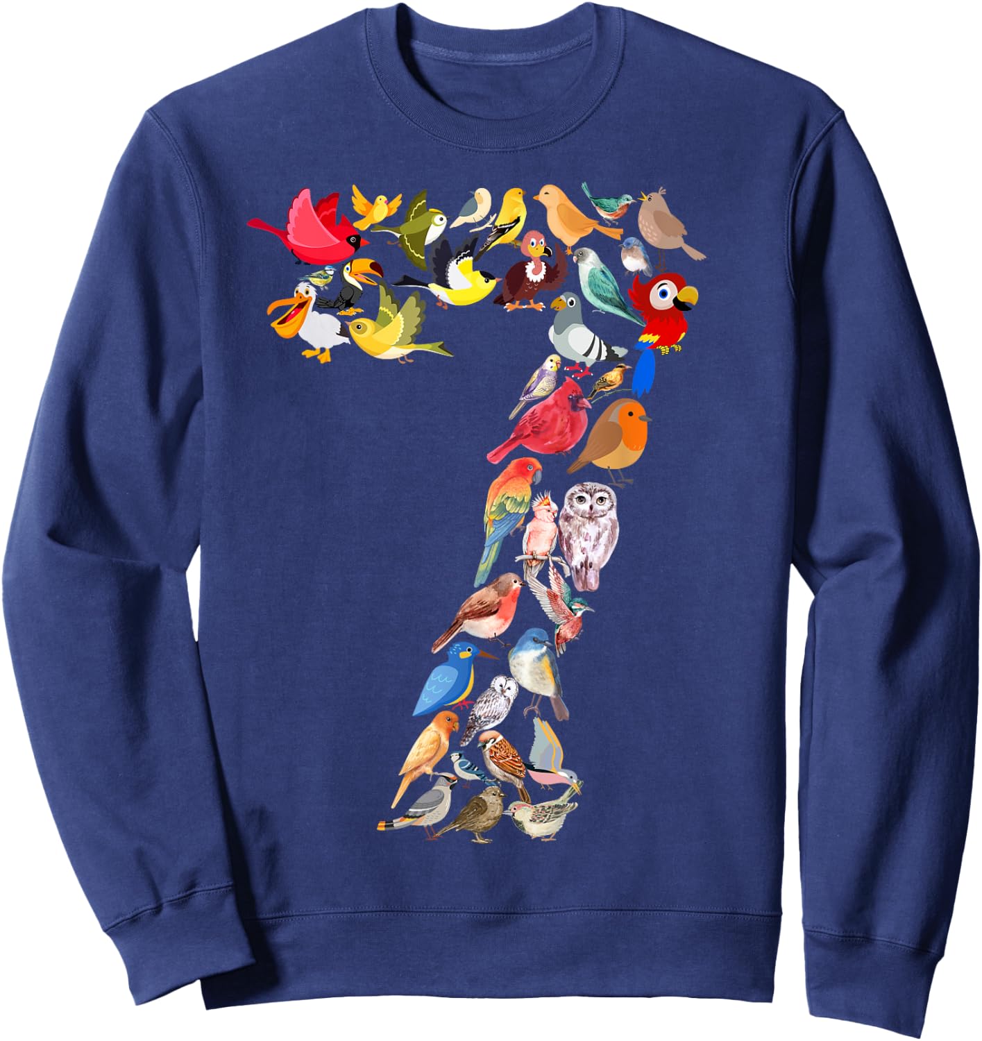Kids 7th Birthday Birds Themed 7 Years Old Boys Bird Lover Sweatshirt - Sweatshirt | Navy