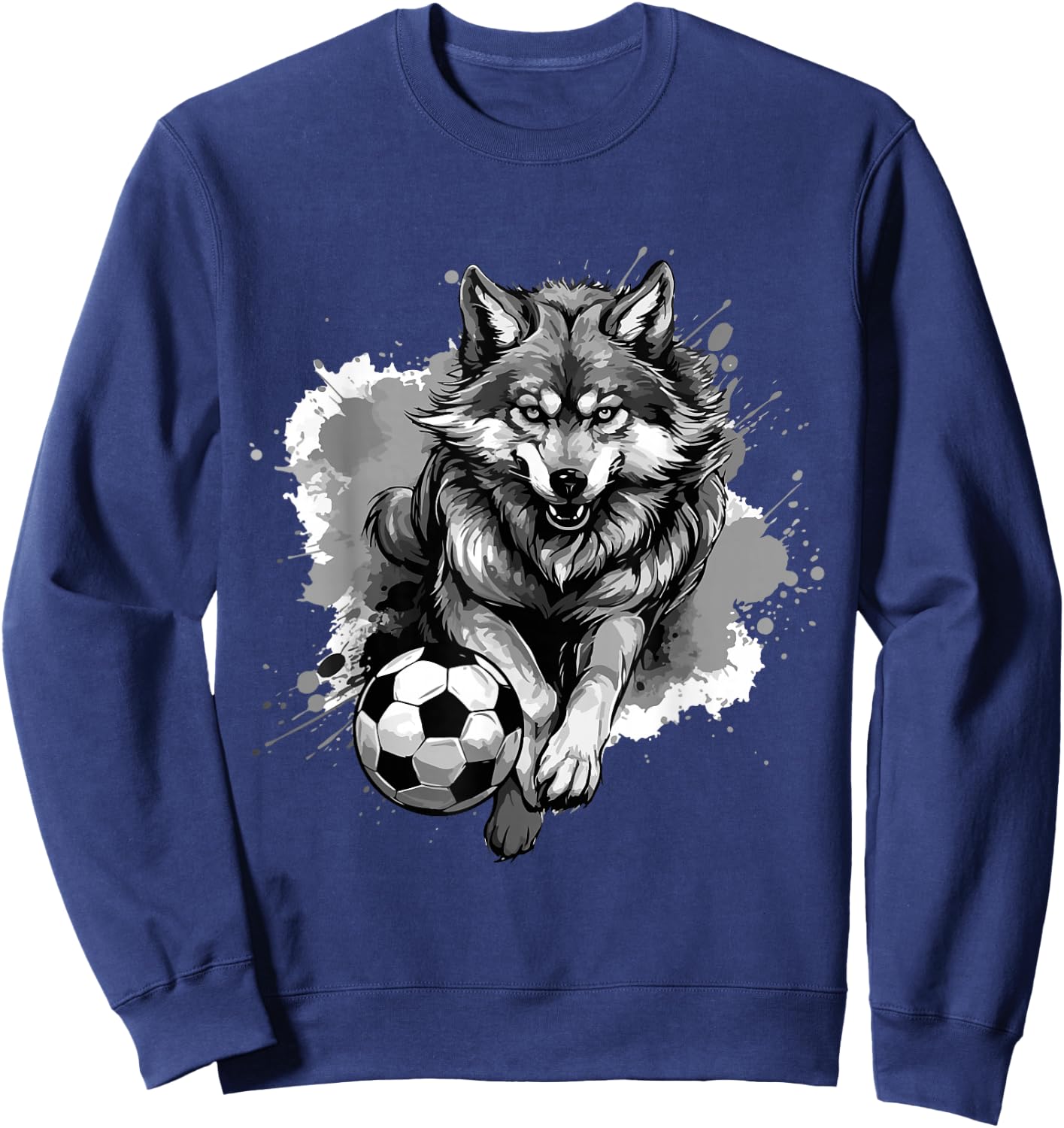 Wolf Playing Soccer | Animal Sports Team Sweatshirt - Sweatshirt | Navy