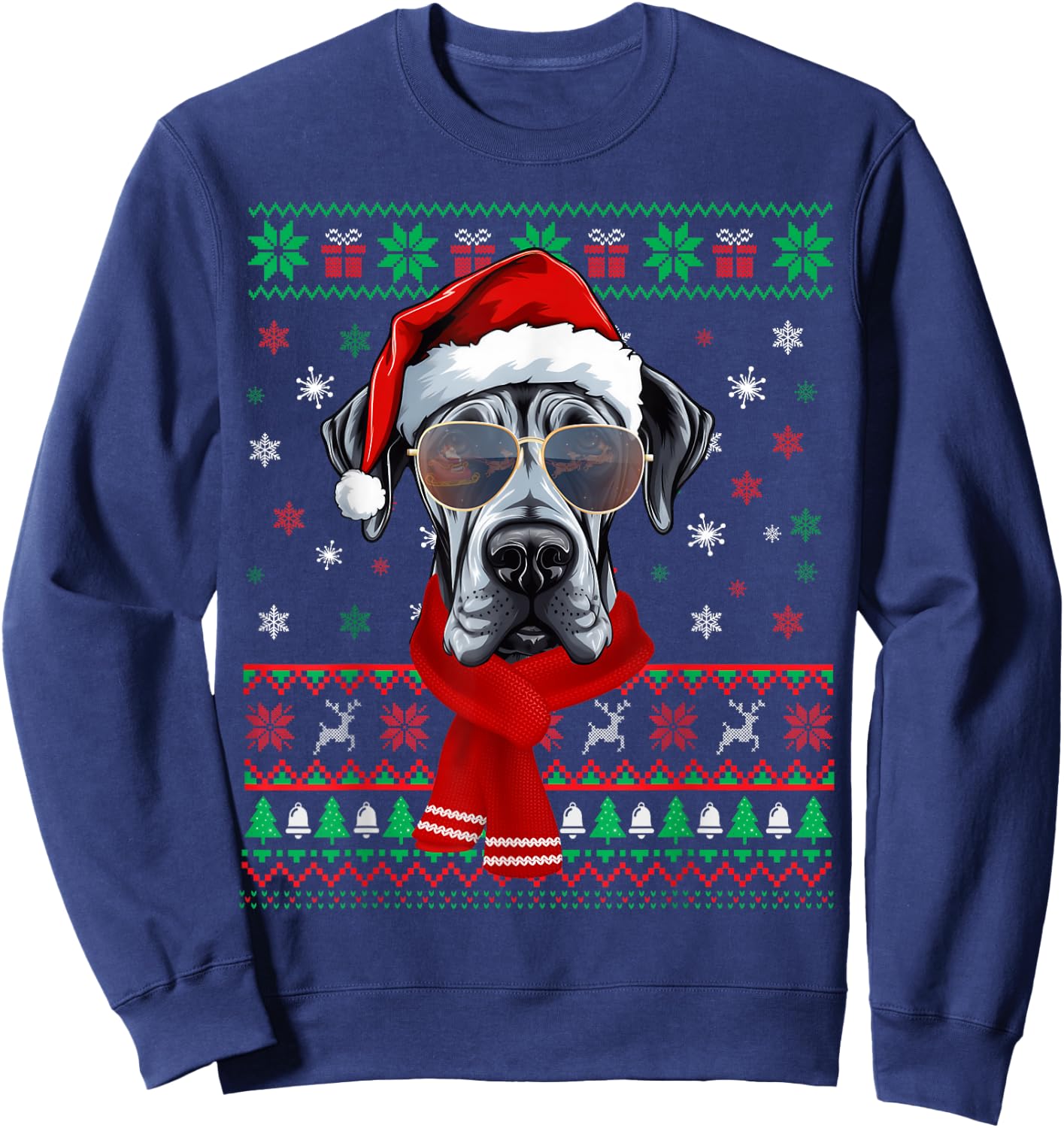 Funny Ugly Sweater Xmas Family Matching Great Dane Christmas Sweatshirt - Sweatshirt | Navy