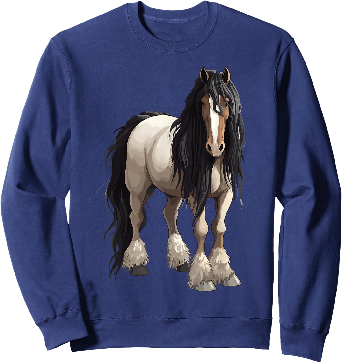 Black Gypsy Vanner Horse Lover Riding Equestrian Sweatshirt - Sweatshirt | Navy