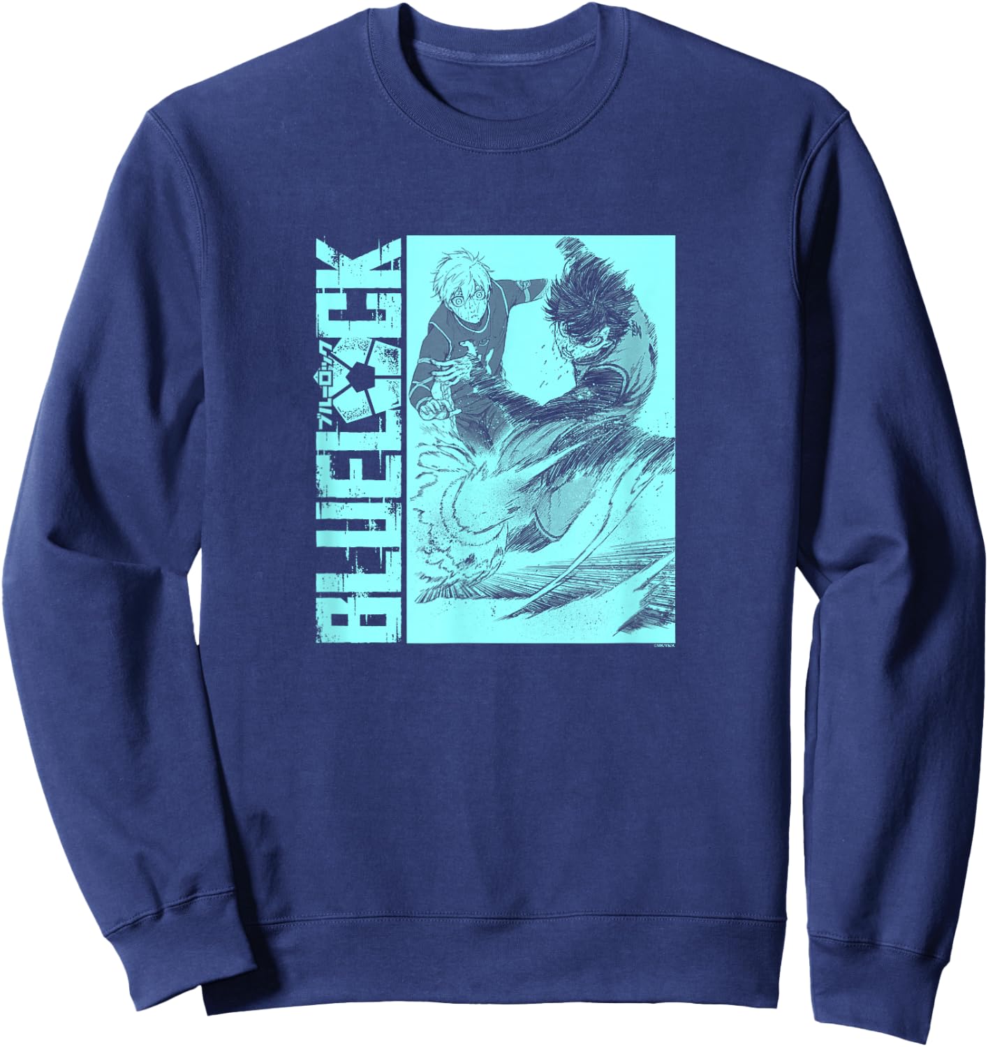 Blue Lock Yoichi Isagi and Seishiro Nagi Scoring A Goal Logo Sweatshirt - Sweatshirt | Navy