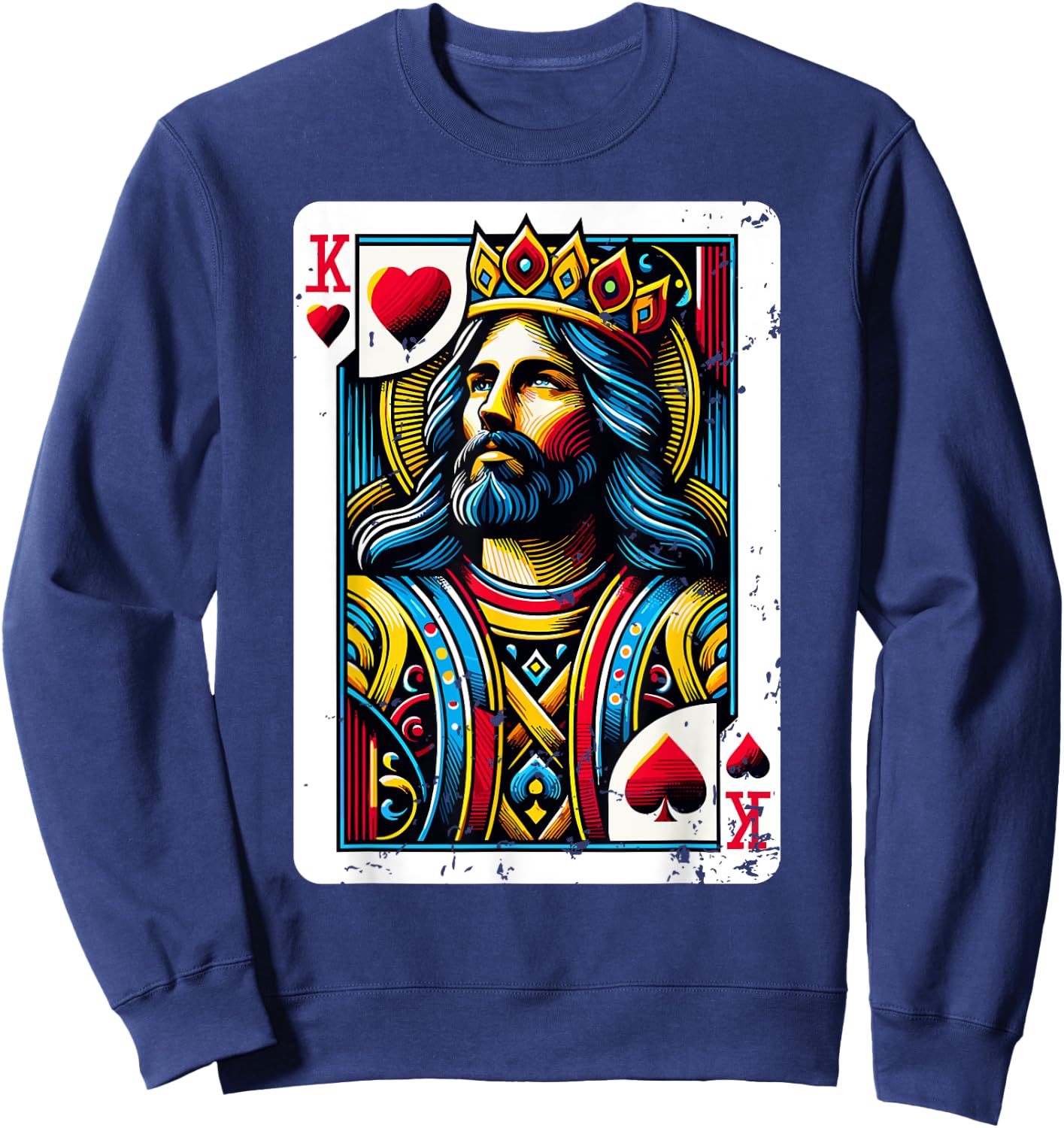 Jesus King Card Christian Bible Sweatshirt - Sweatshirt | Navy