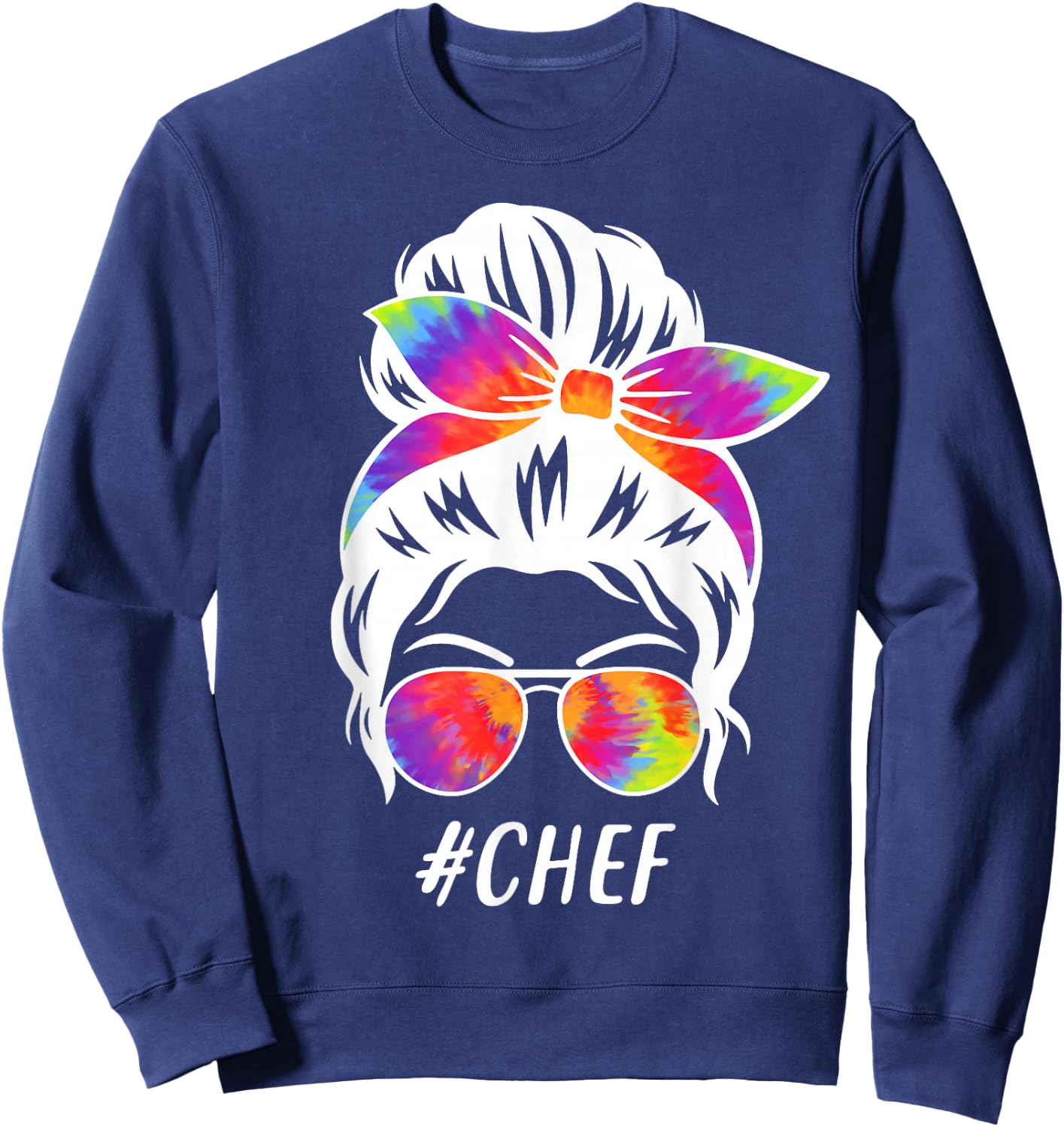 Chef Squad Tie Dye Messy Bun Girl Company Cooking Crew Sweatshirt - Sweatshirt | Navy