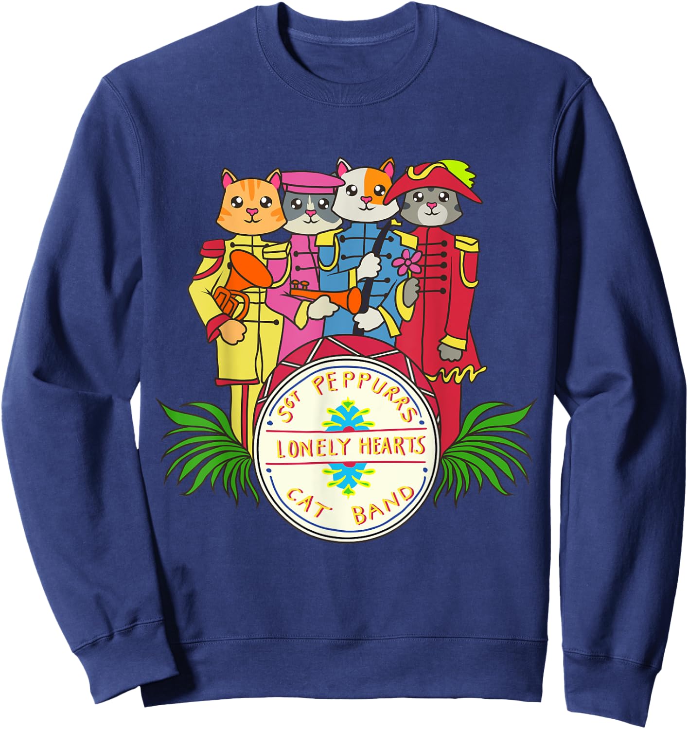 Classic Kitty Sgt. Peppurr's Lonely Hearts Funny Cat Band Sweatshirt - Sweatshirt | Navy