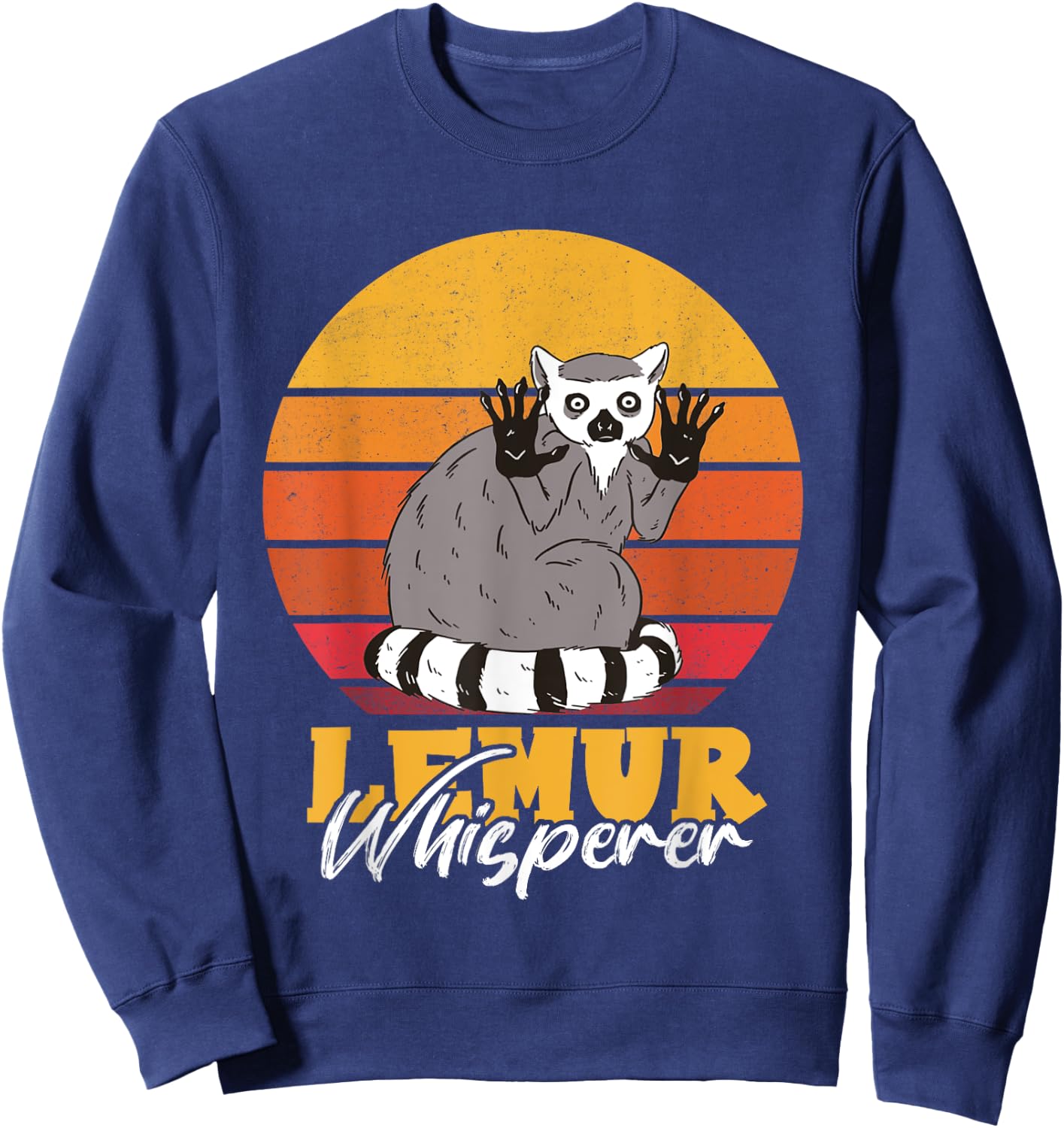 Lemur Cute Lemur Monkey Powered By Lemur Madagascar Animal Sweatshirt - Sweatshirt | Navy