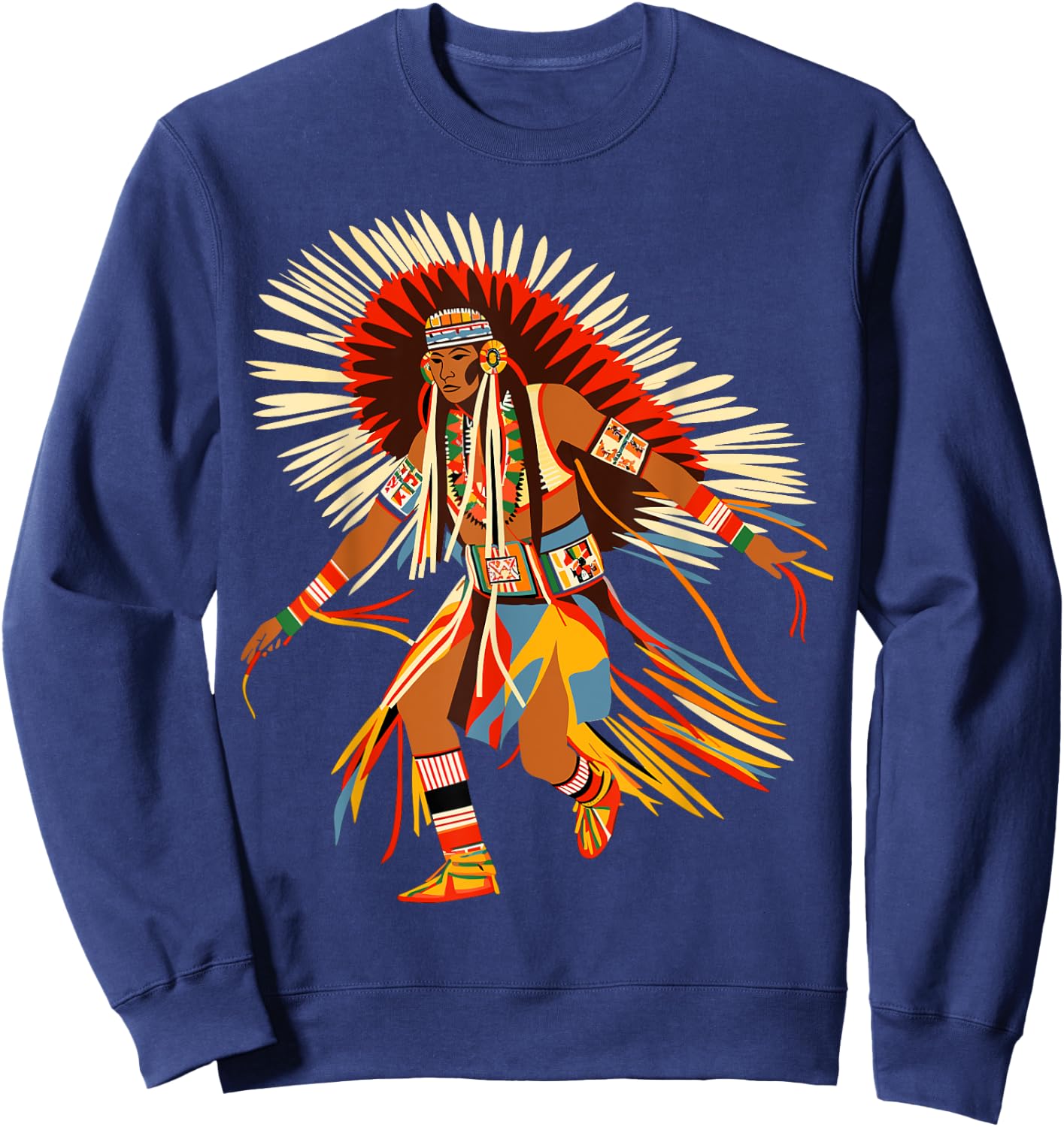 Powwow Dancer Native American Indian Traditional Art Style Sweatshirt - Sweatshirt | Navy