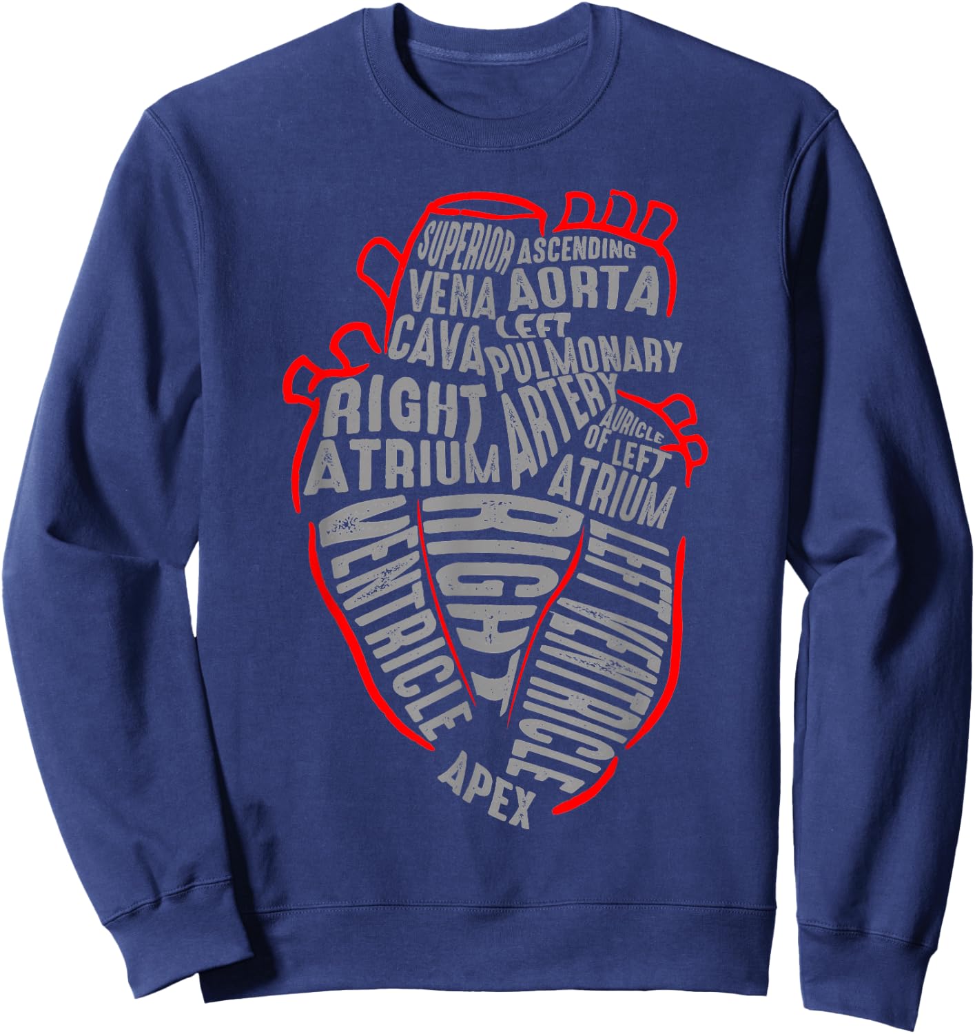 Parts Of Heart Cardiology Men Women Anatomical Cardiac Sweatshirt - Sweatshirt | Navy