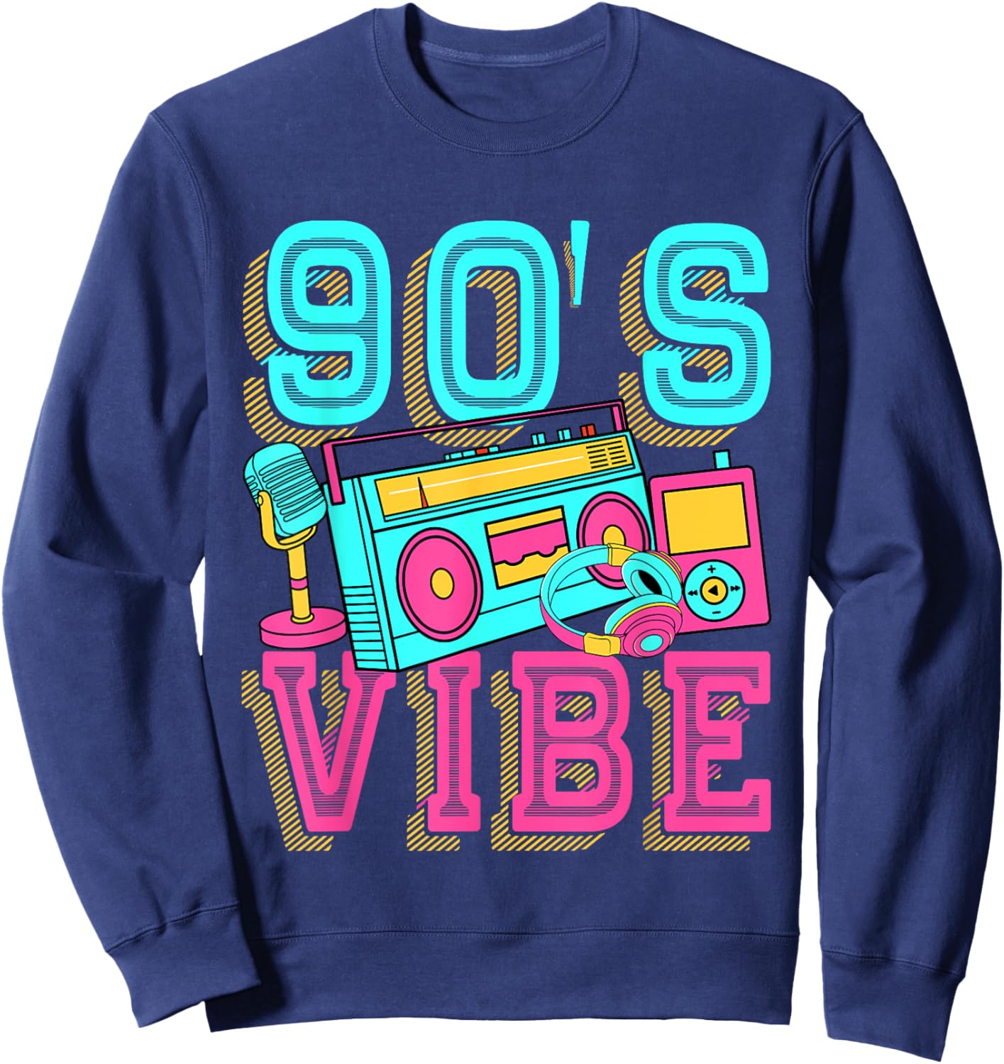 90s Vibe Vintage 1990s Music 90s Costume Party Men Women Sweatshirt - Sweatshirt | Navy