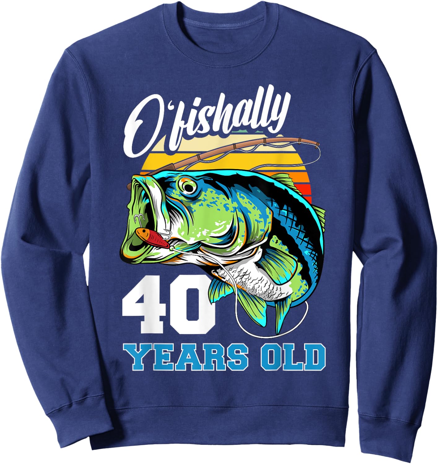 Ofishally 40 Years Old Fisherman 40th Birthday Fishing Sweatshirt - Sweatshirt | Navy